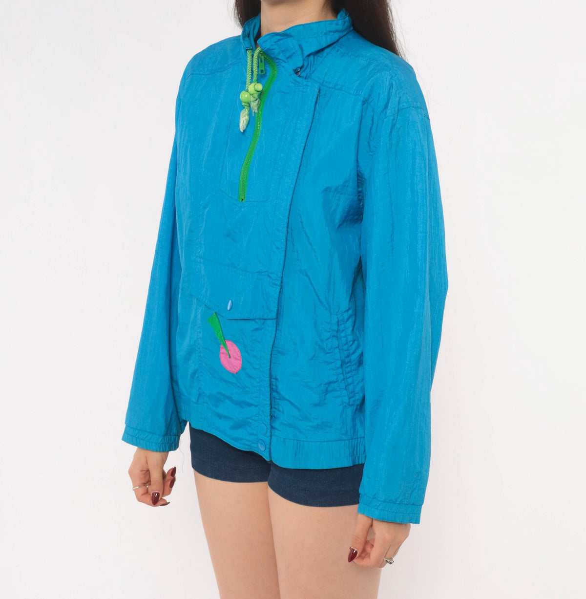90s Andy Johns Teal Geometric Anorak Half-Zip Windbreaker Medium