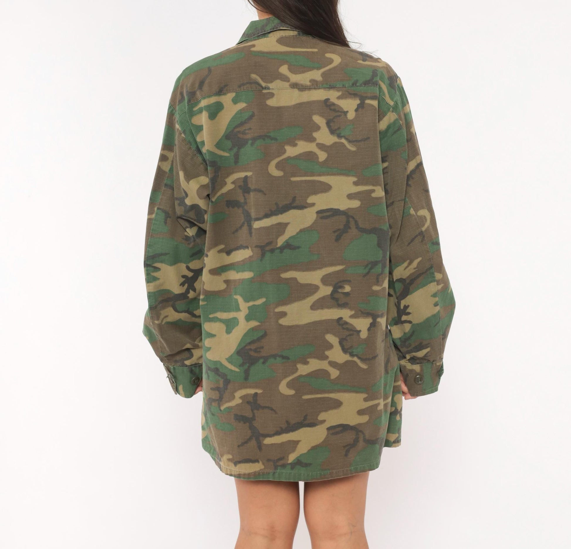 90s USMC Woodland Camouflage BDU Cotton Ripstop Shirt Extra Large