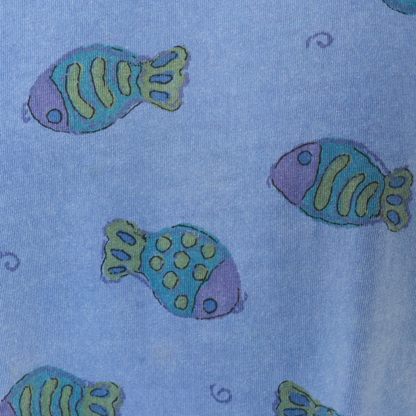 Fresh Produce Fish Print Tunic Dress Periwinkle Cotton Scoop Neck Small
