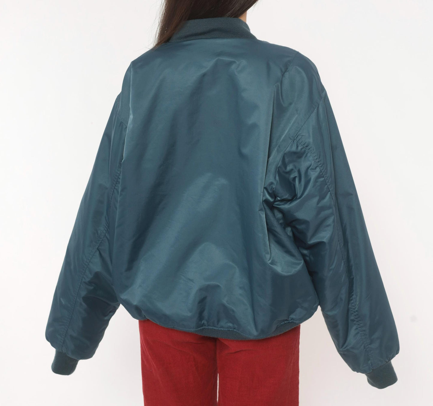 90s Rothco MA-1 Bomber Jacket Slate Blue Reversible Orange Flight Coat Large L
