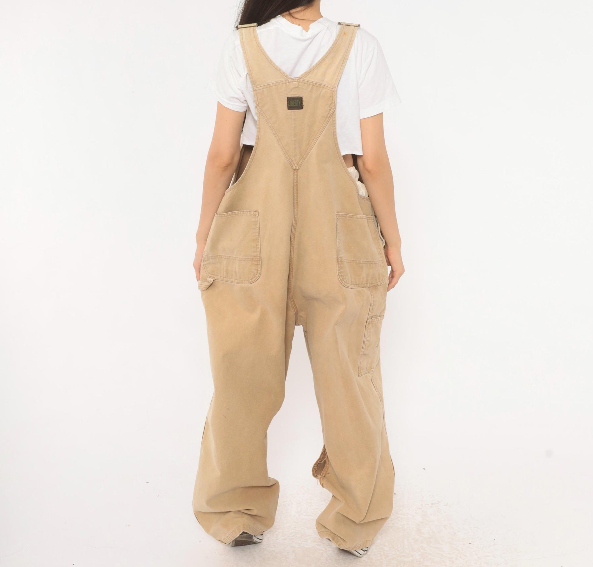 90s Liberty Canvas Bib Overalls Tan Workwear Unisex Large