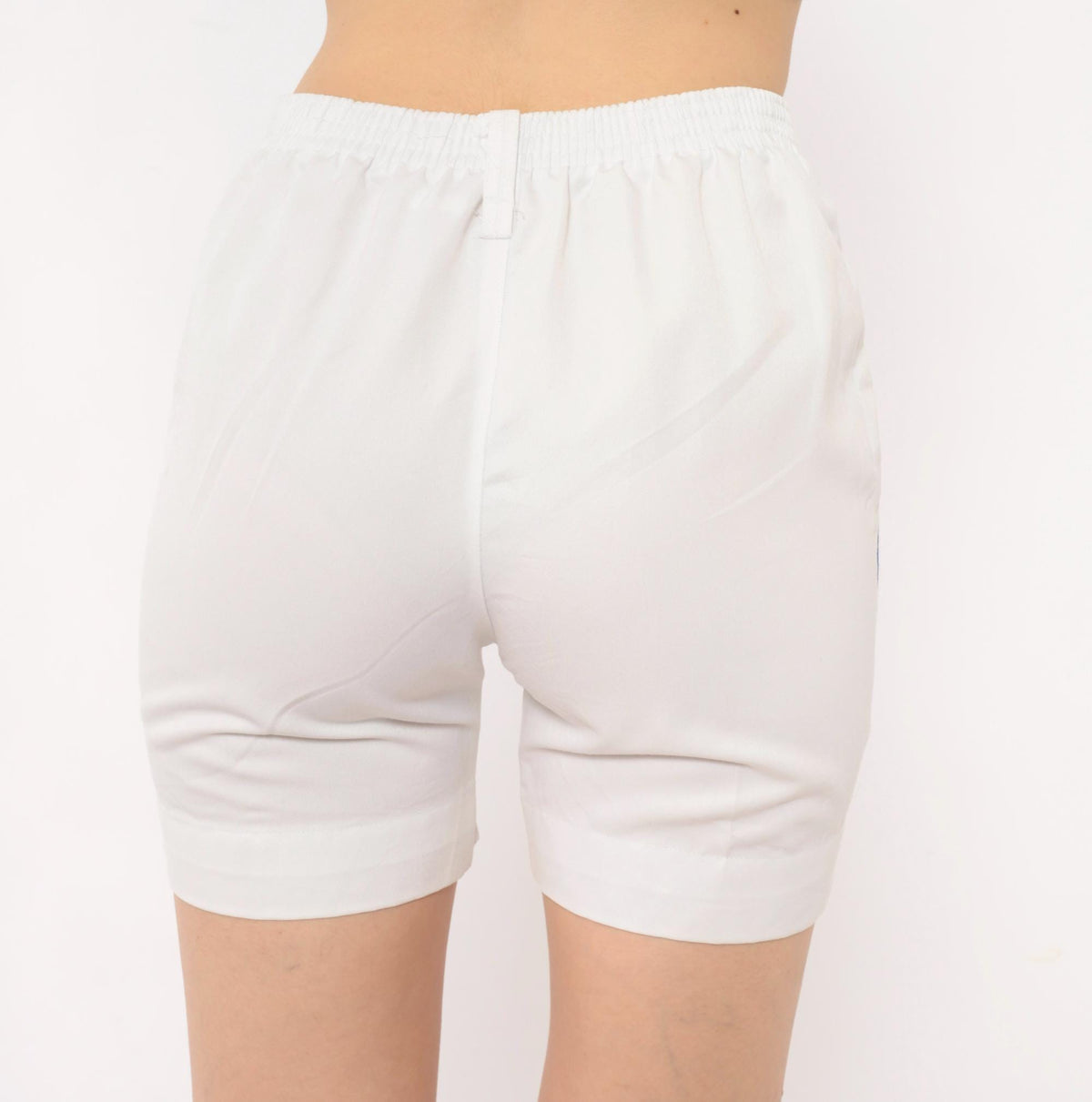 80s Rainbow Stripe White Cotton Bermuda Shorts High Waist Pleated Small S