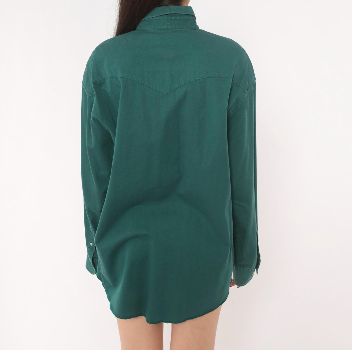 90s Wrangler Western Shirt Forest Green Cotton Button Down Long Sleeve Large