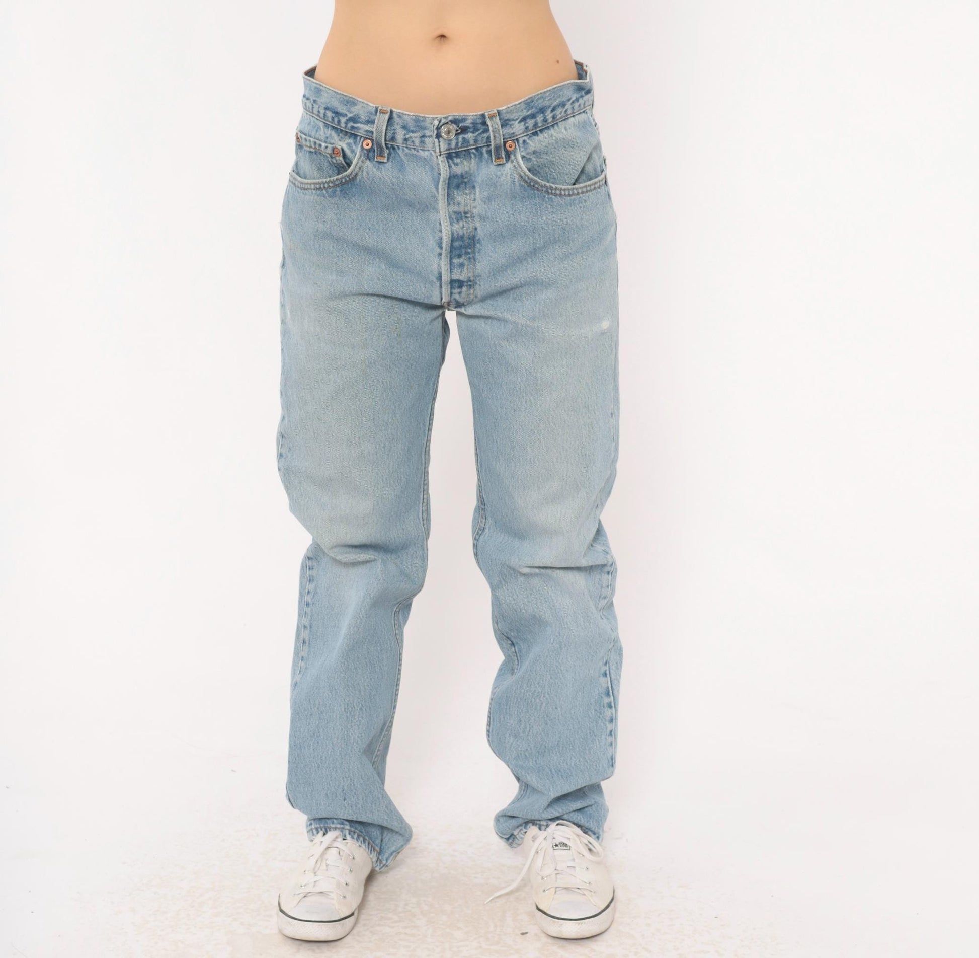 90s Levi's 501 Light Wash Straight Leg High Waist Jeans Medium