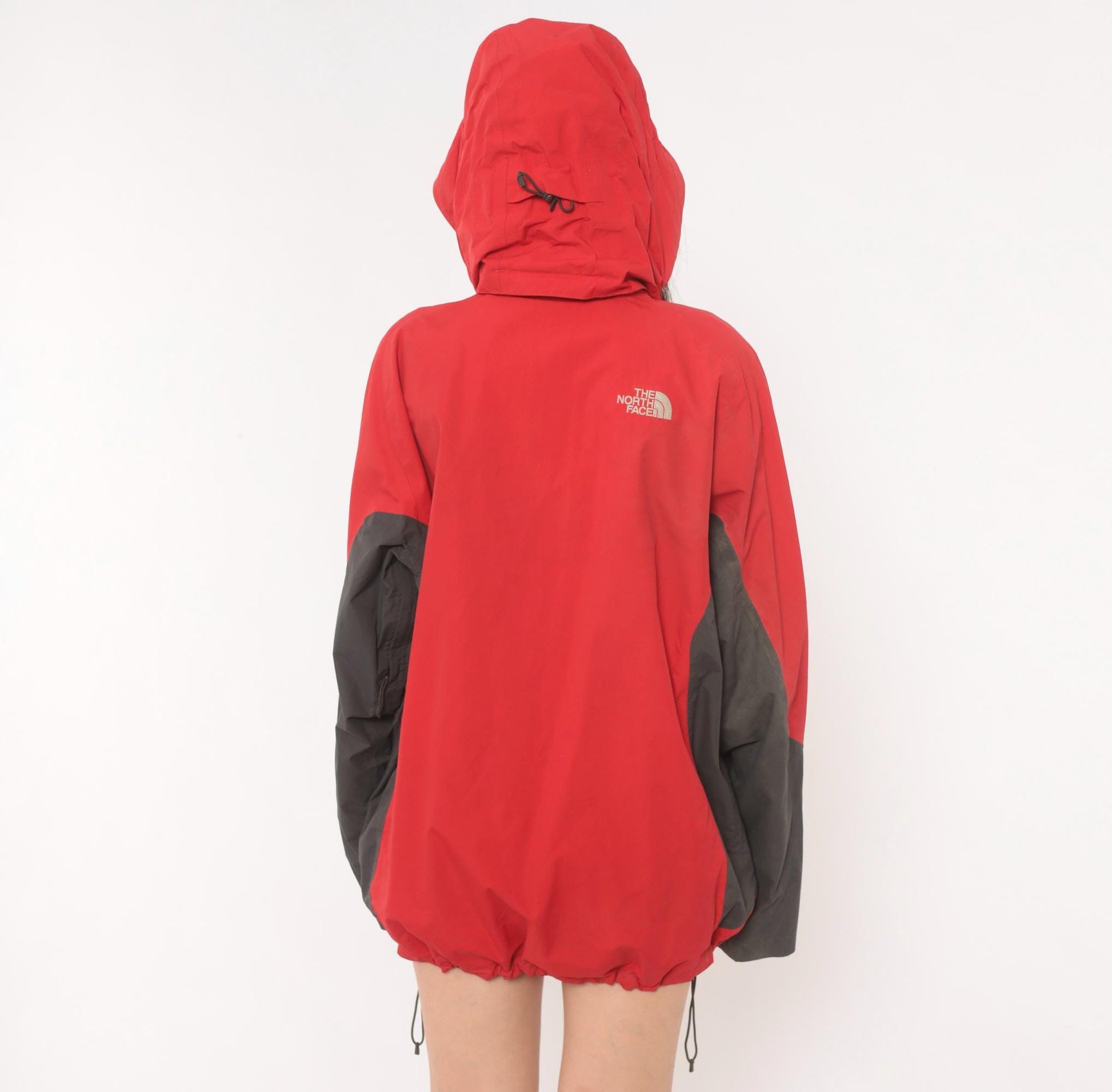 2000s The North Face Red Black HyVent Hooded Windbreaker Large L