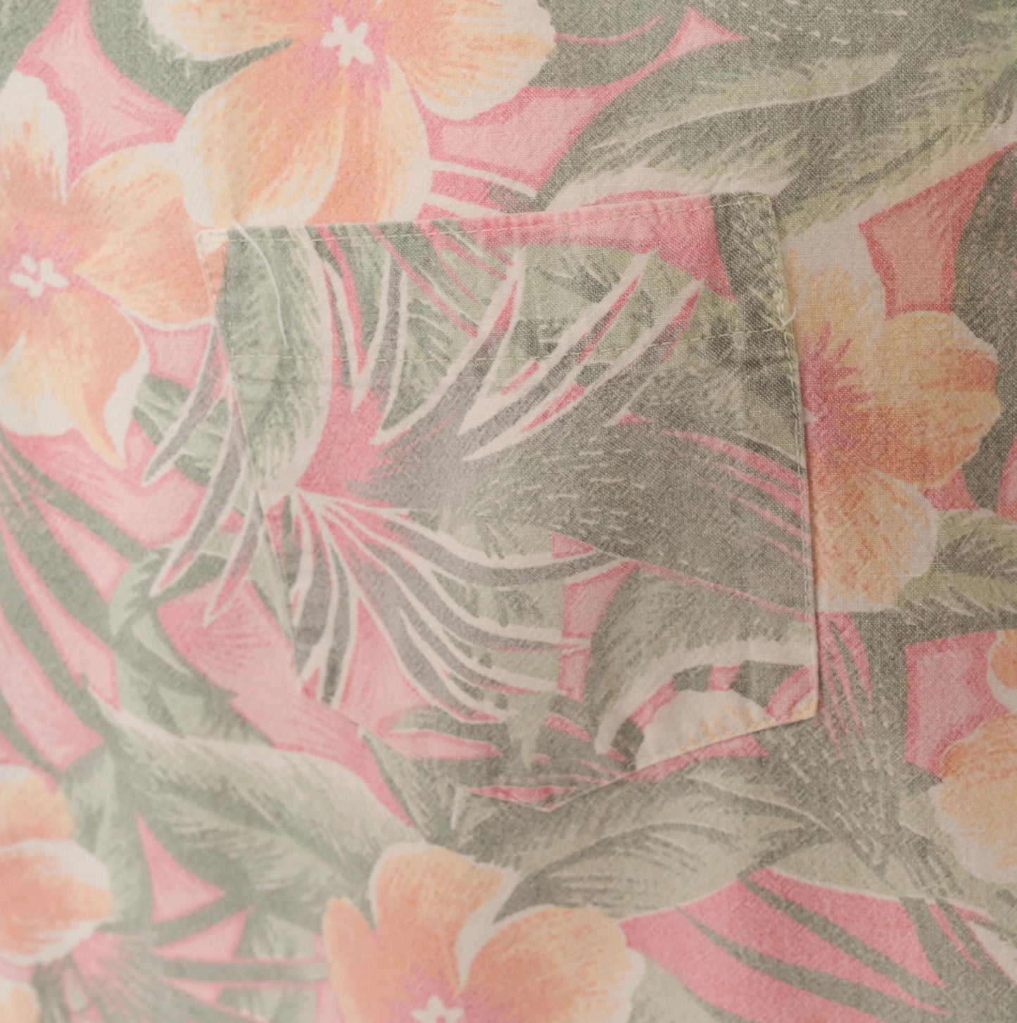 90s Essentials Sport Hawaiian Shirt Pink Coral Floral Camp Collar Cotton Large L