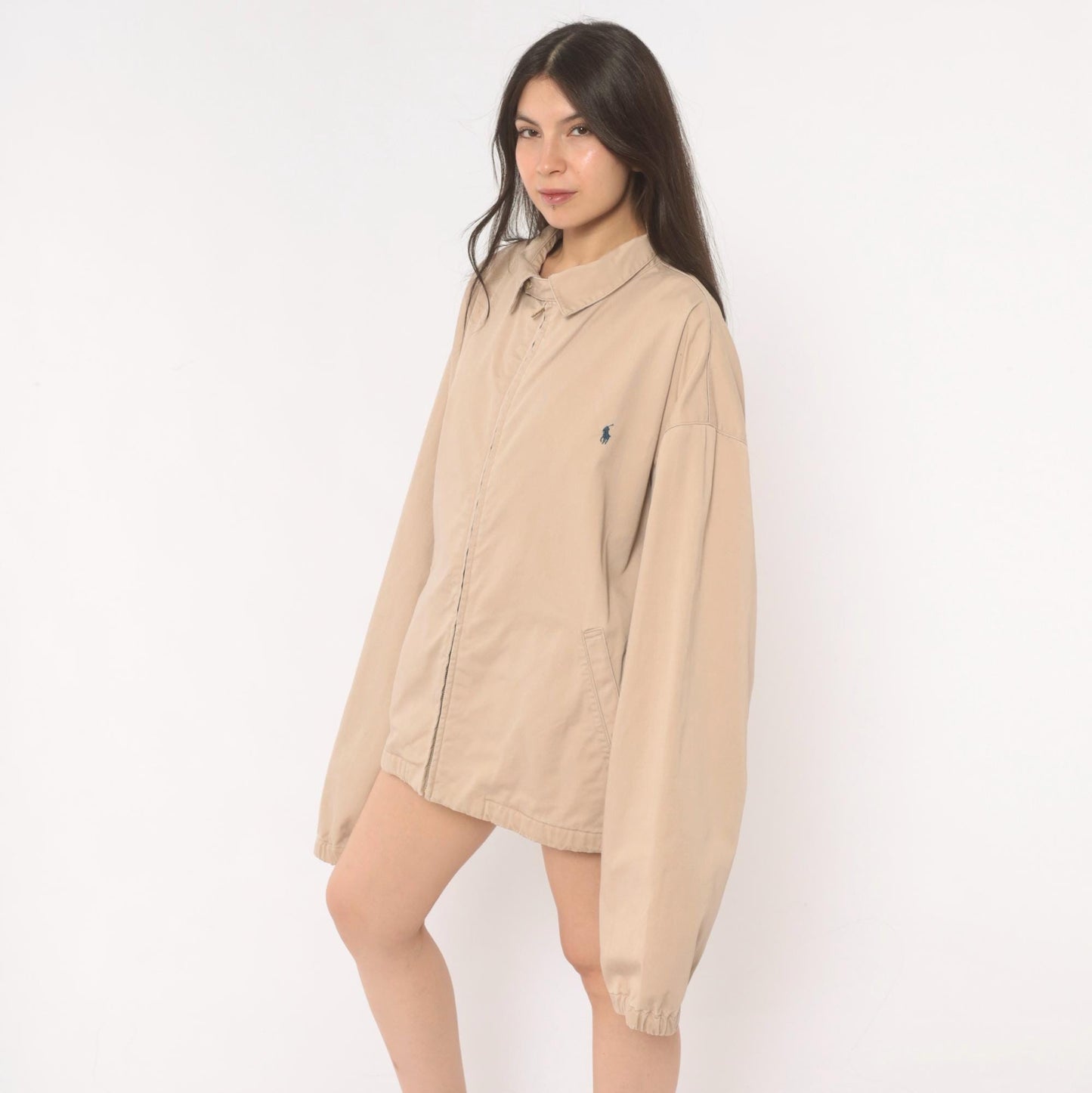 Ralph Lauren Harrington Jacket 90s Tan Cotton Zip Windbreaker XXL