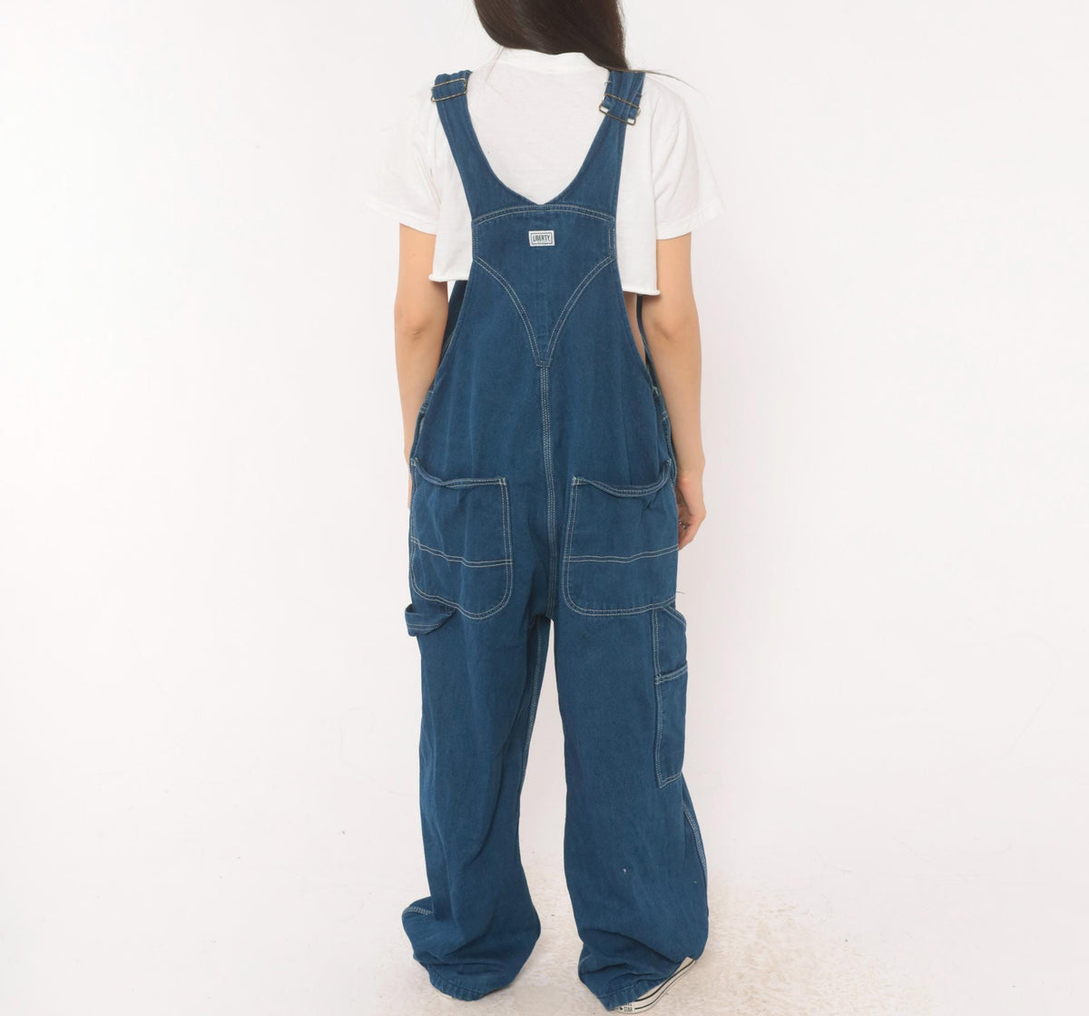 2000s Liberty Navy Denim Bib Overalls Carpenter Utility Cotton XXL