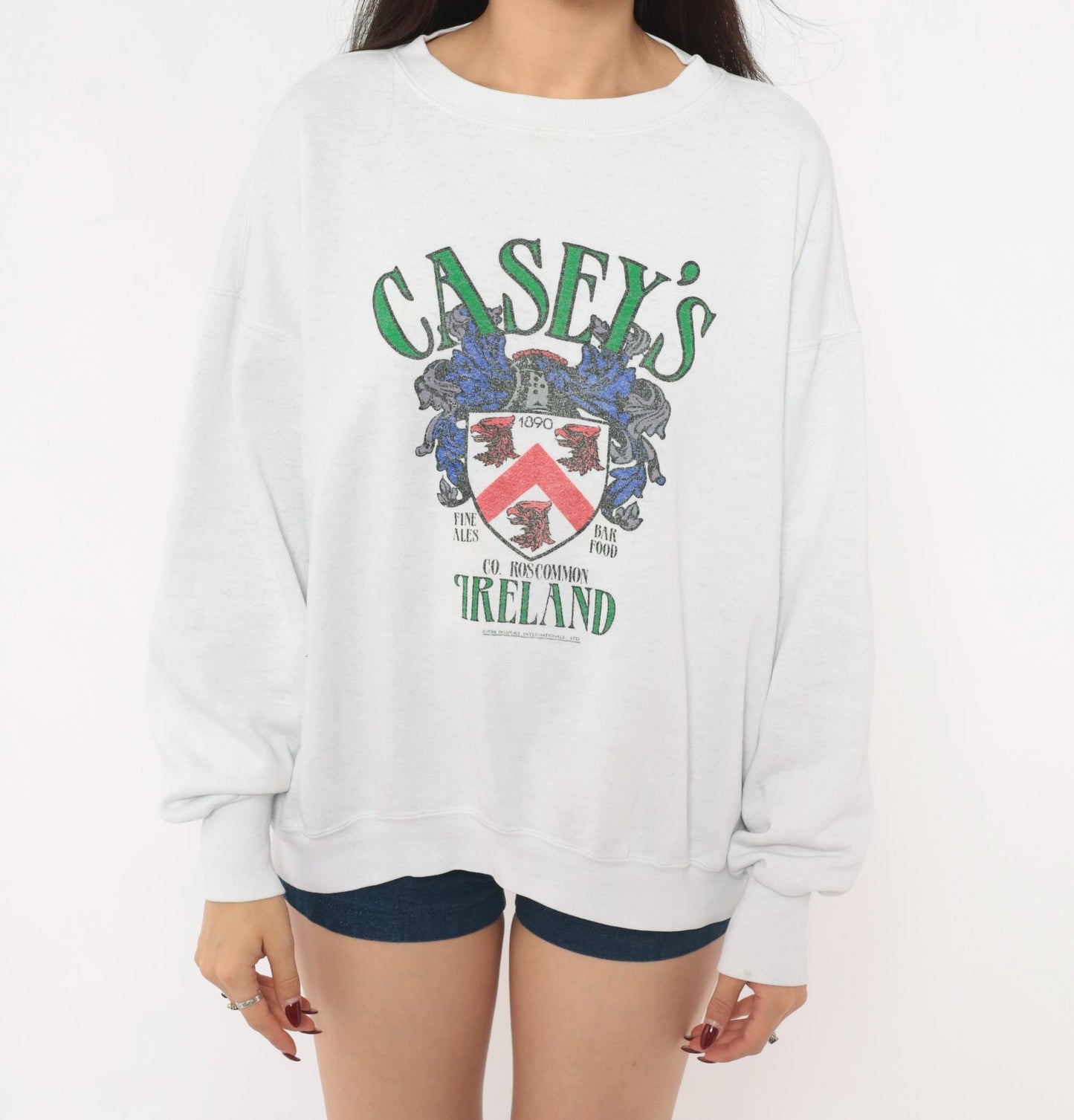 80s Healthknit Casey's Pub Ireland Crewneck Sweatshirt Green Crest Extra Large