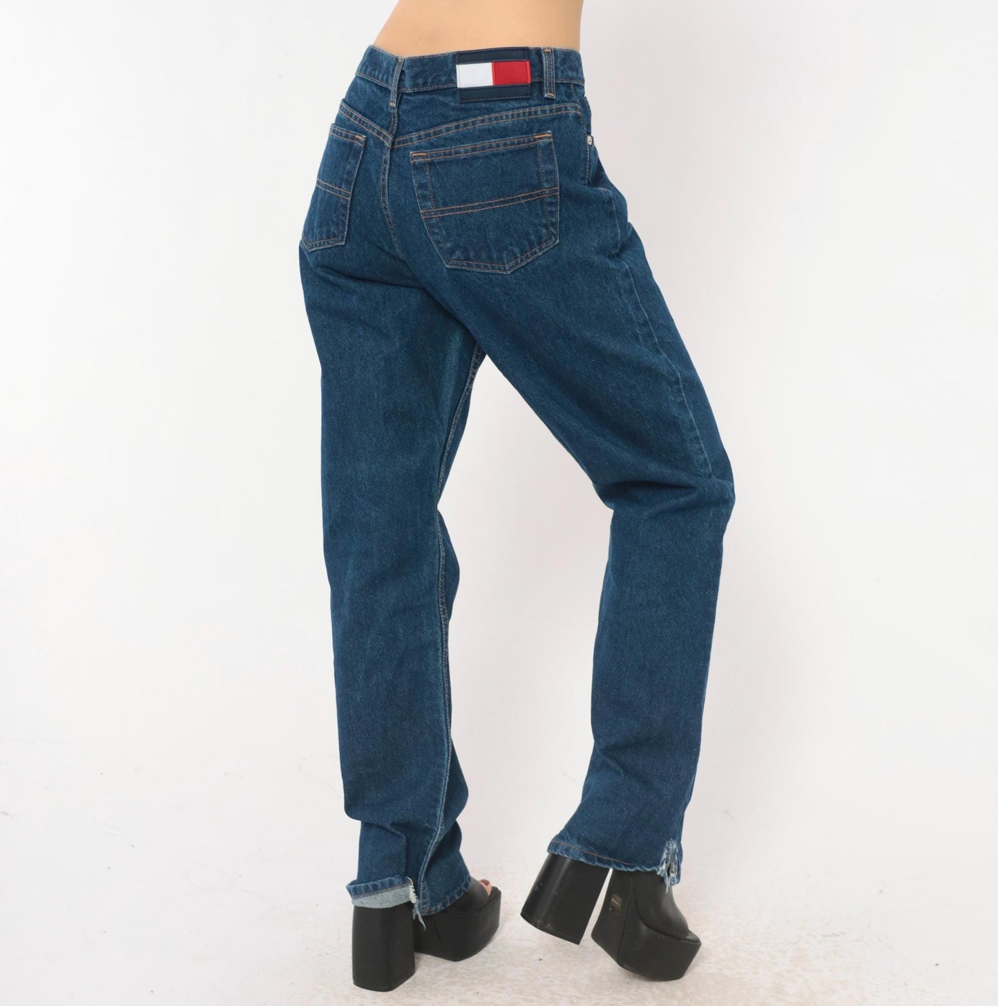 Tommy Hilfiger Dark Wash Straight Leg High Rise Mom Jeans Medium M