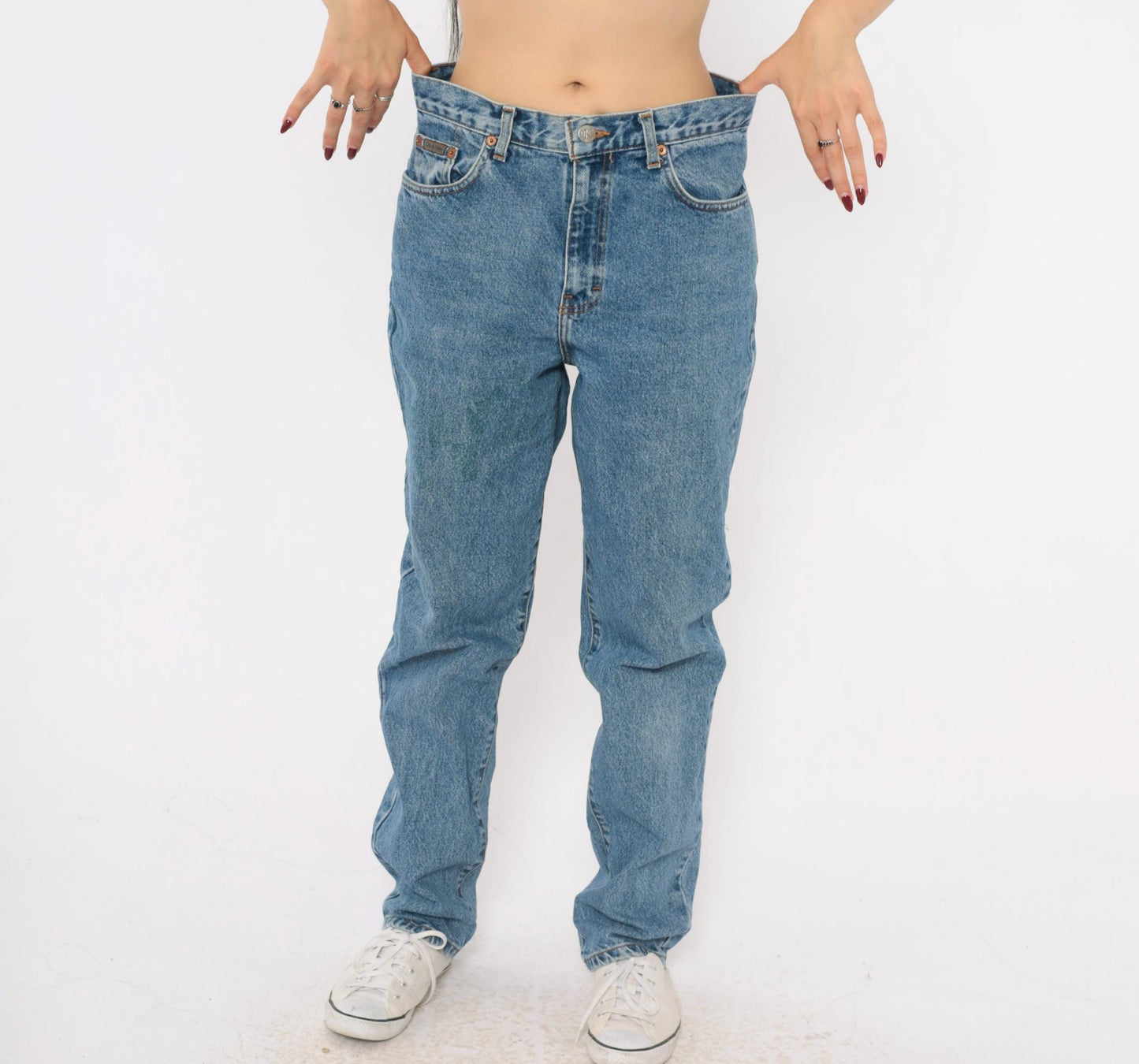 90s Calvin Klein High-Waist Straight Jeans Medium Wash Blue Small S