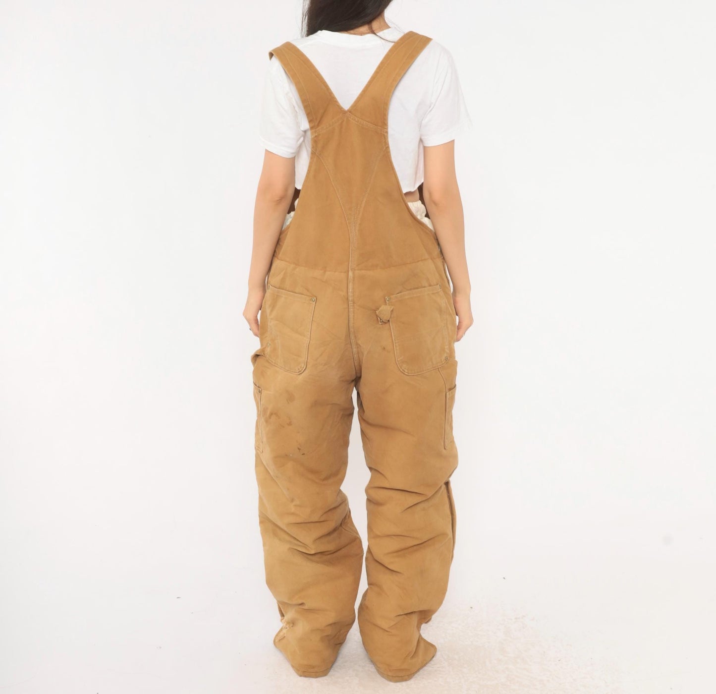 Carhartt Double Knee Bib Overalls Tan Duck Canvas Workwear Extra Large XL