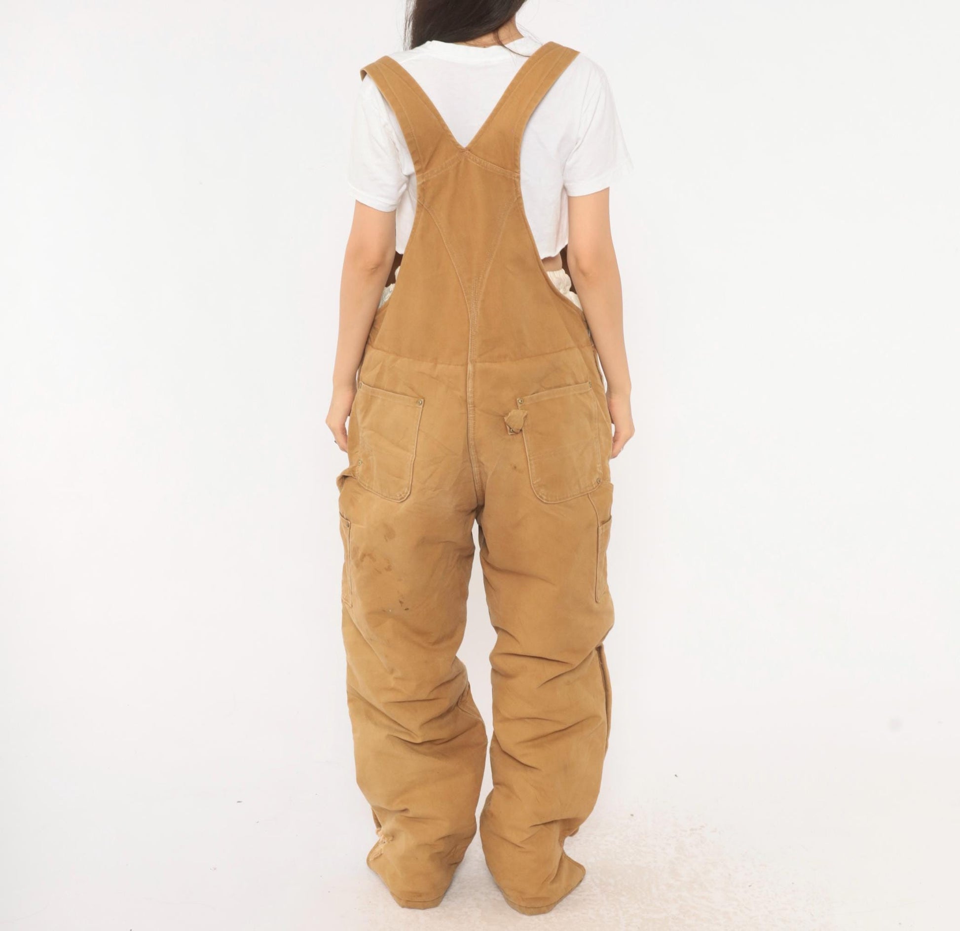 Carhartt Double Knee Bib Overalls Tan Duck Canvas Workwear Extra Large XL