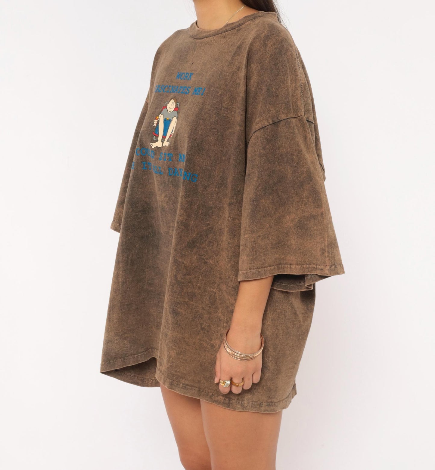 90s North Crest Acid Wash Graphic Tee Brown Cotton Unisex Extra Large