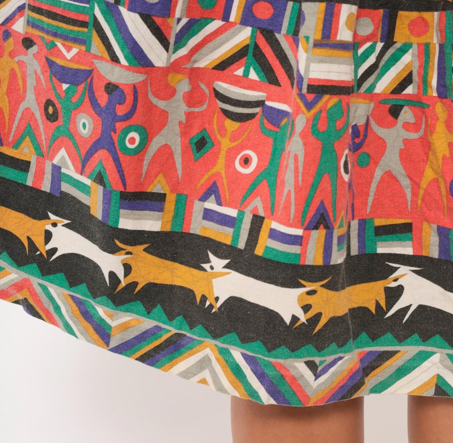 90s Victoria Off-Shoulder Dress Black Multicolor Fish Print Knee-Length Small S