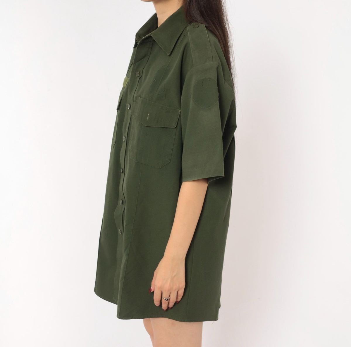 90s Camco Military Shirt Olive Drab Cotton Button-Up Large L