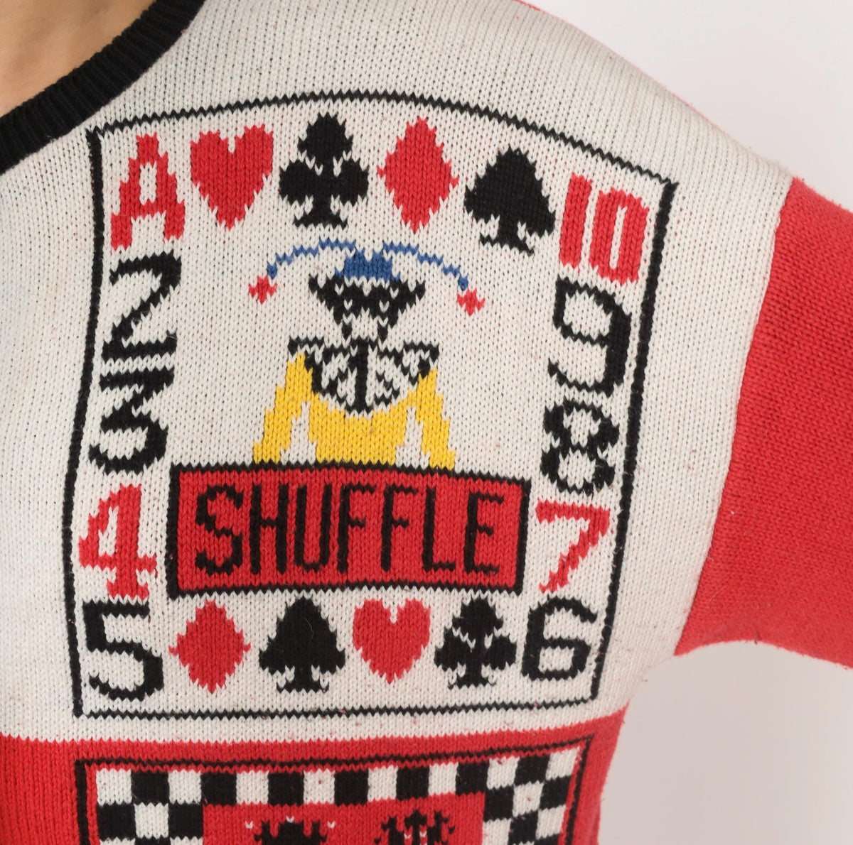 90s Casual Corner Cardigan Red Black Game Night Novelty Knit Large L