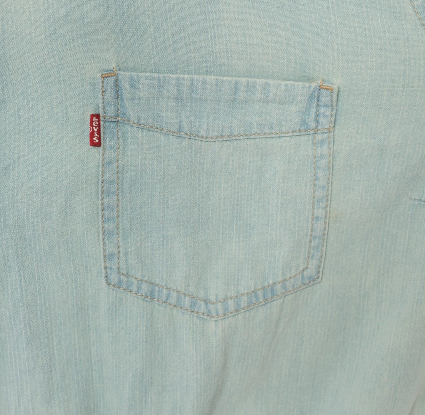 00s Levis Light Wash Denim Shirt Dress Western Yoke Midi Cotton Plus Size 3XL