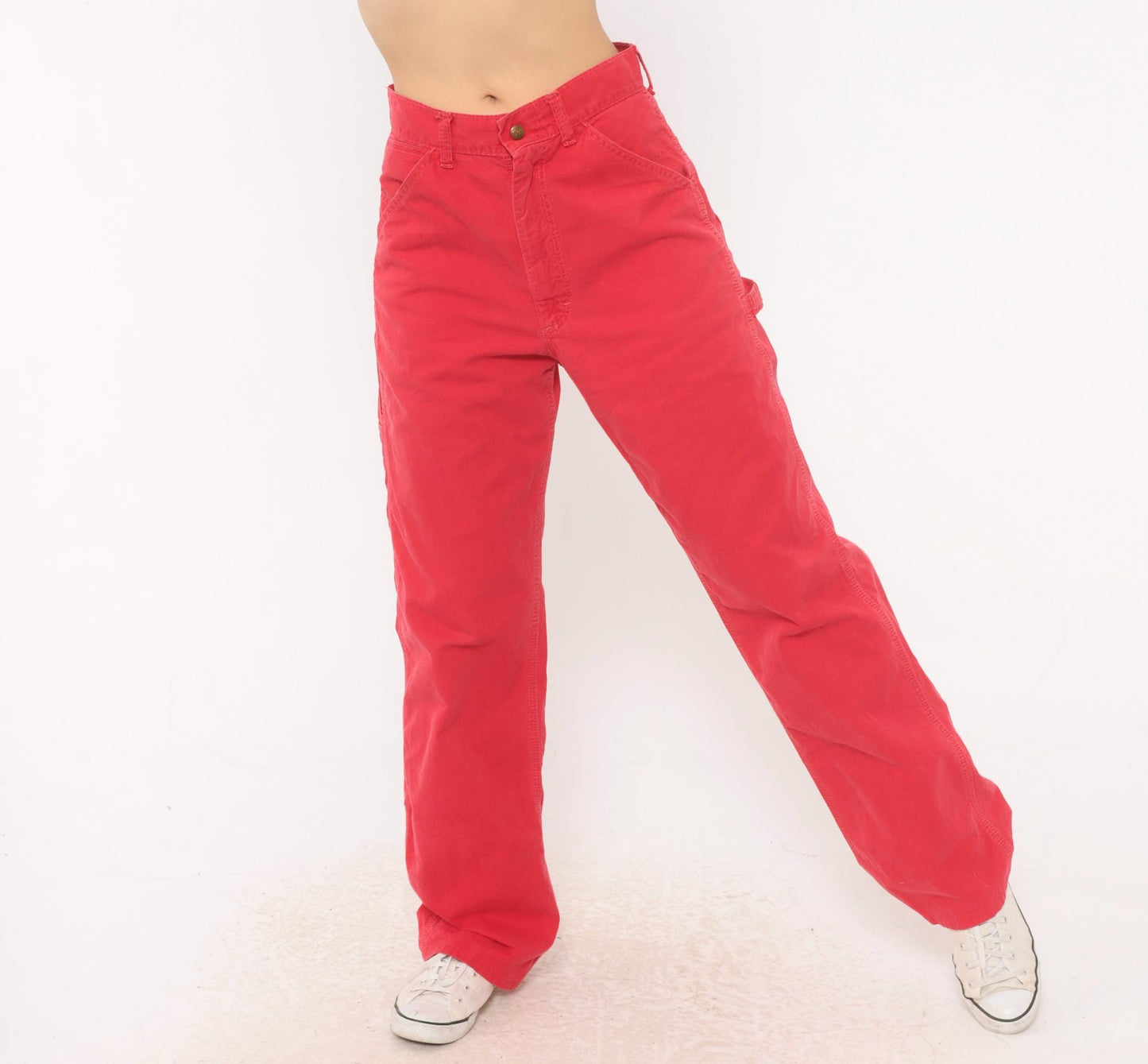 90s Lee Carpenter Pants Red Cotton High Rise Straight Leg Small S