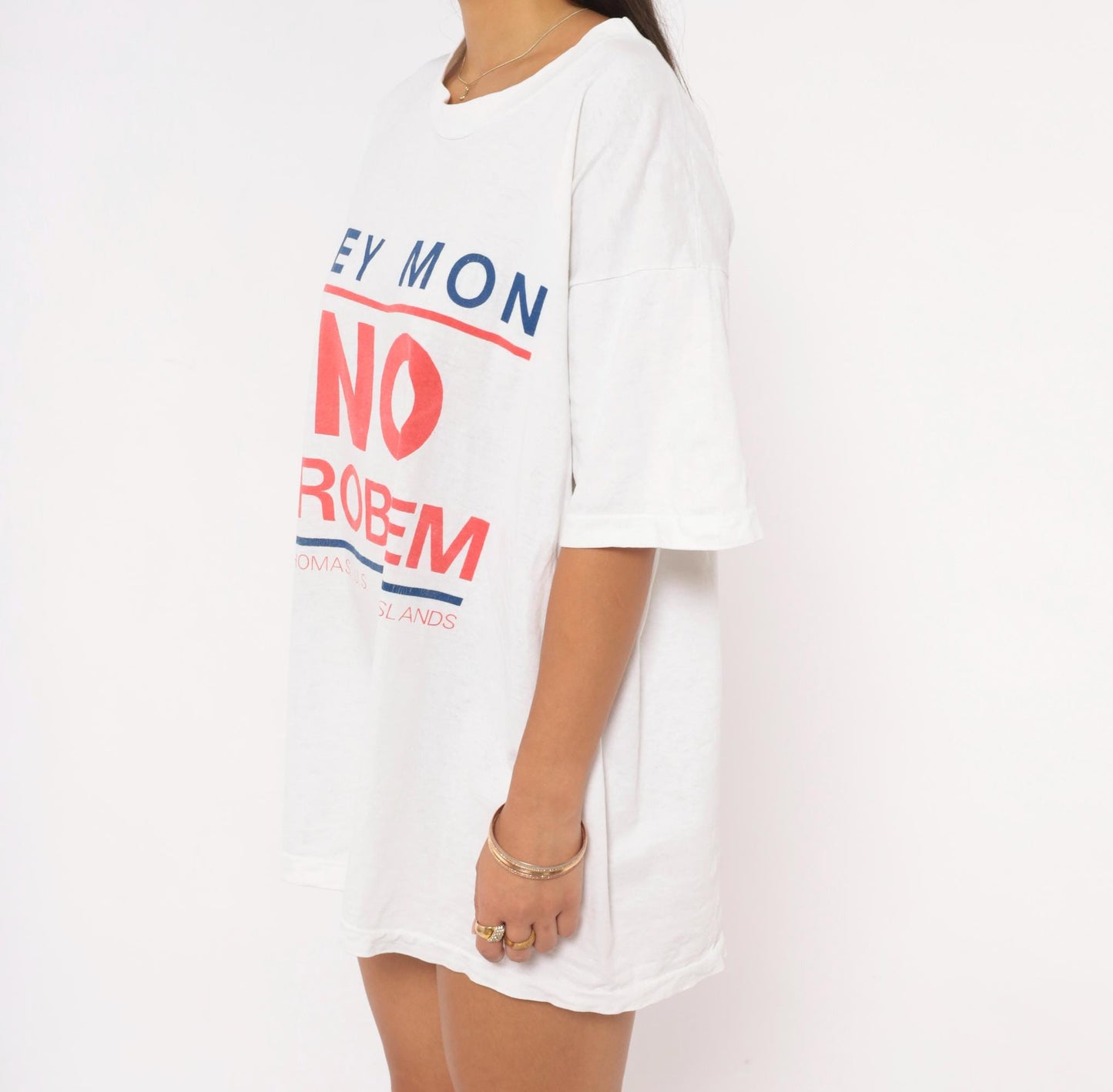 90s Hey Mon No Problem St Thomas Virgin Islands Graphic Tee White Cotton XL