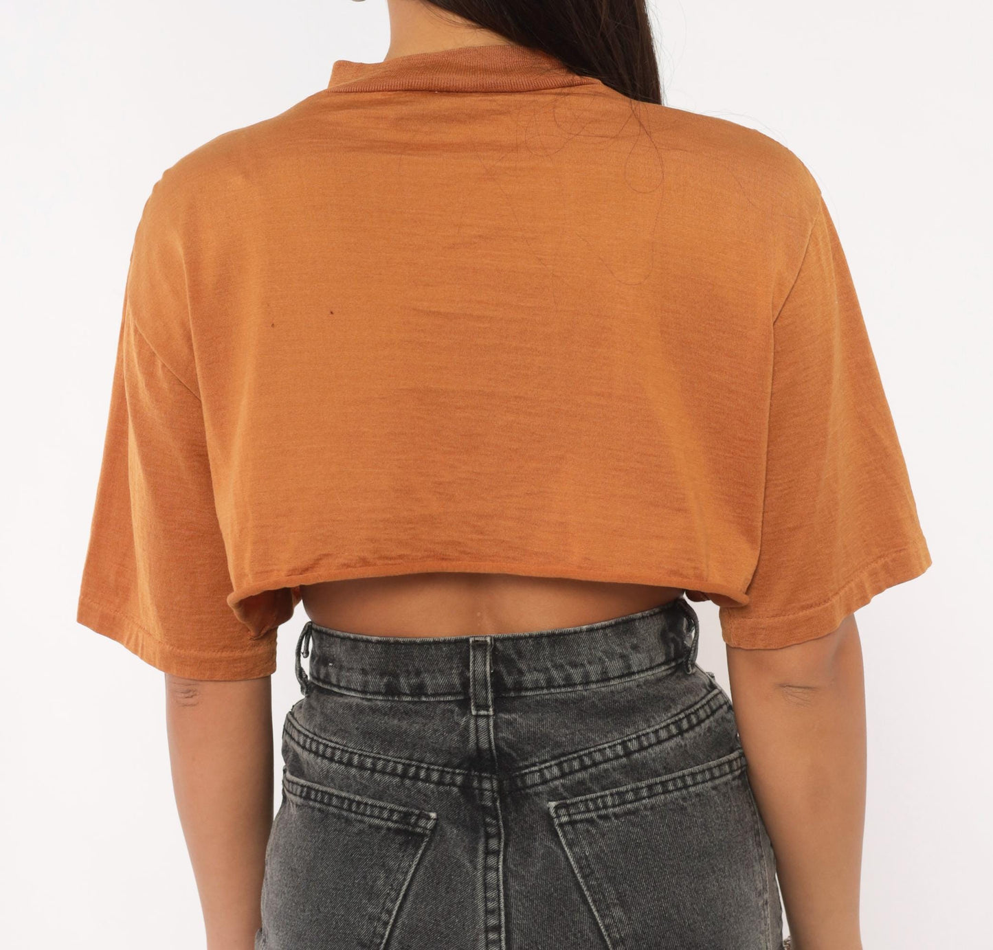 80s The Men's Store Rust Mock Neck Crop Top Cotton Durene Large L