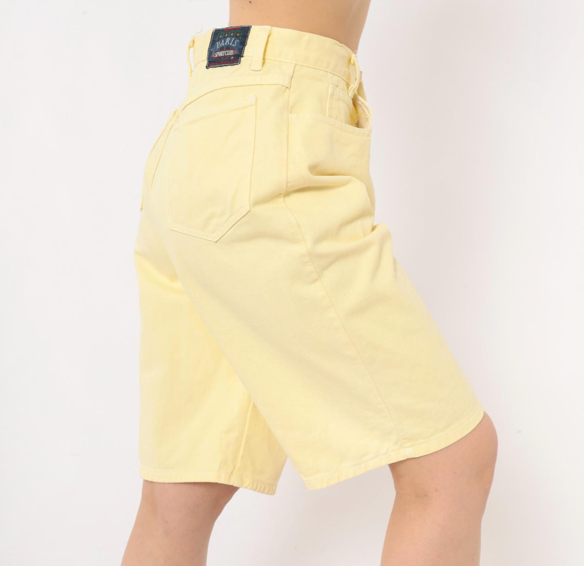 90s Paris Sportclub Yellow Denim Shorts High Waisted Cotton Bermuda Medium