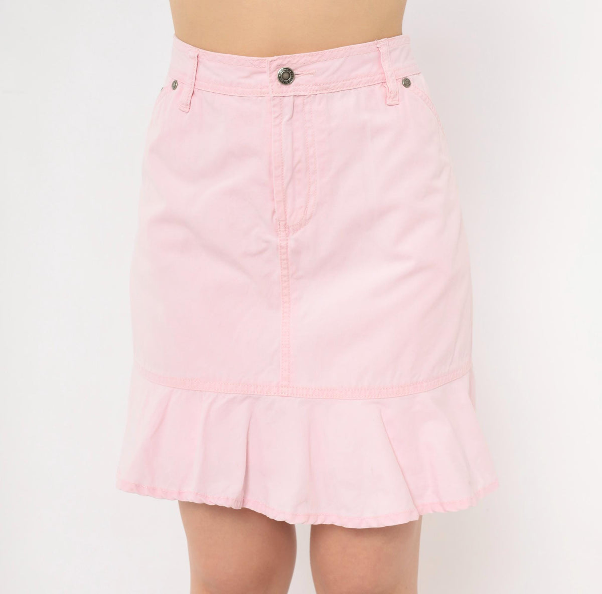 90s Faded Glory Pink Cotton Skort High Waist Ruffled Mini Extra Large XL