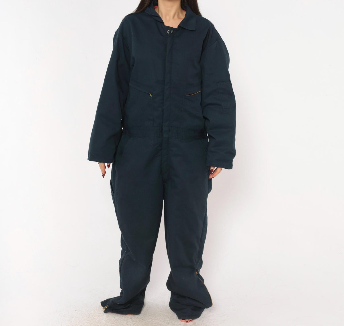90s Cintas Navy Insulated Coveralls Quilted Lining Workwear Jumpsuit Large