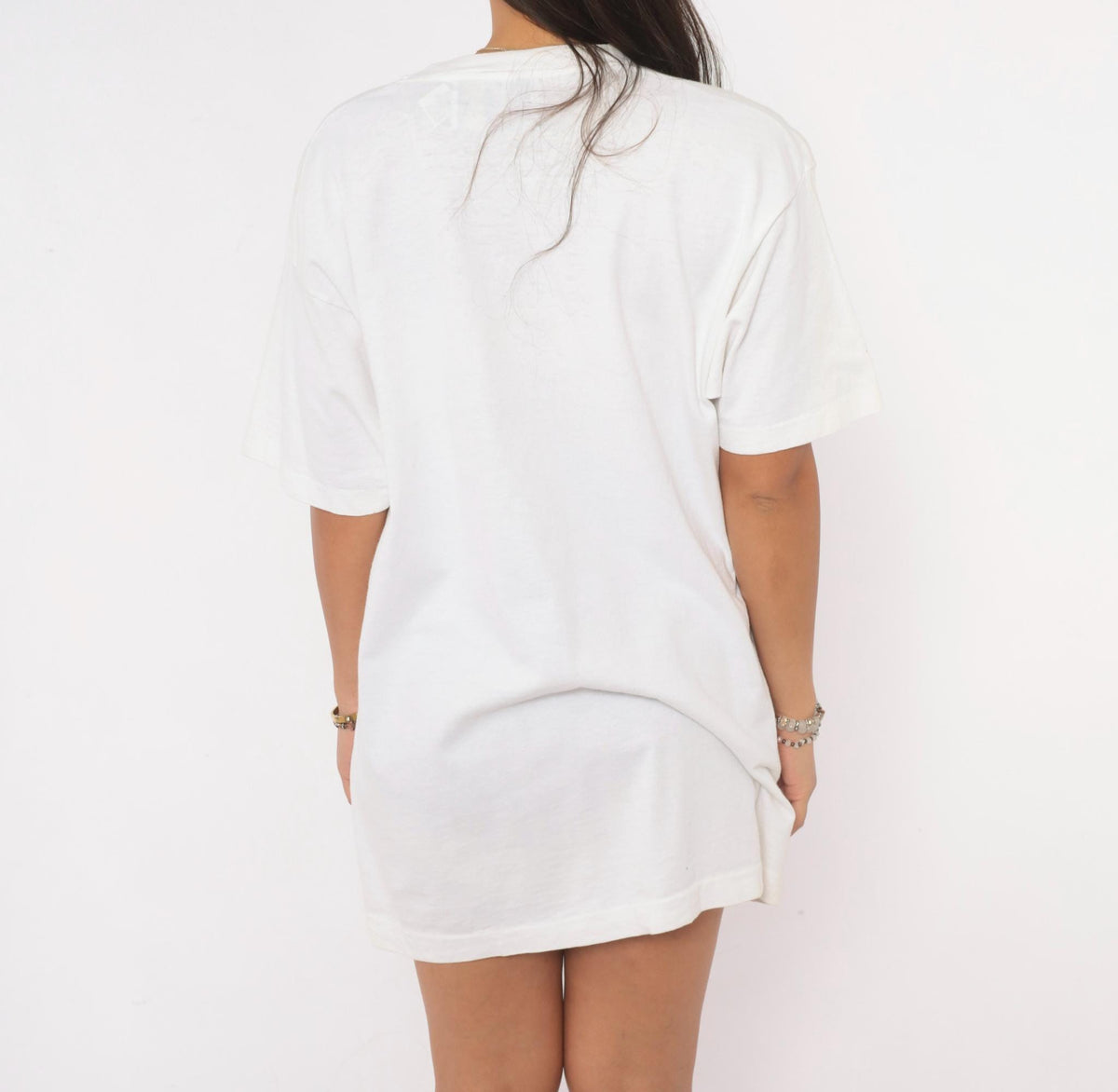 90s Swan Swan & Design Embroidered Tee White Cotton Musicians Palm Tree Large L