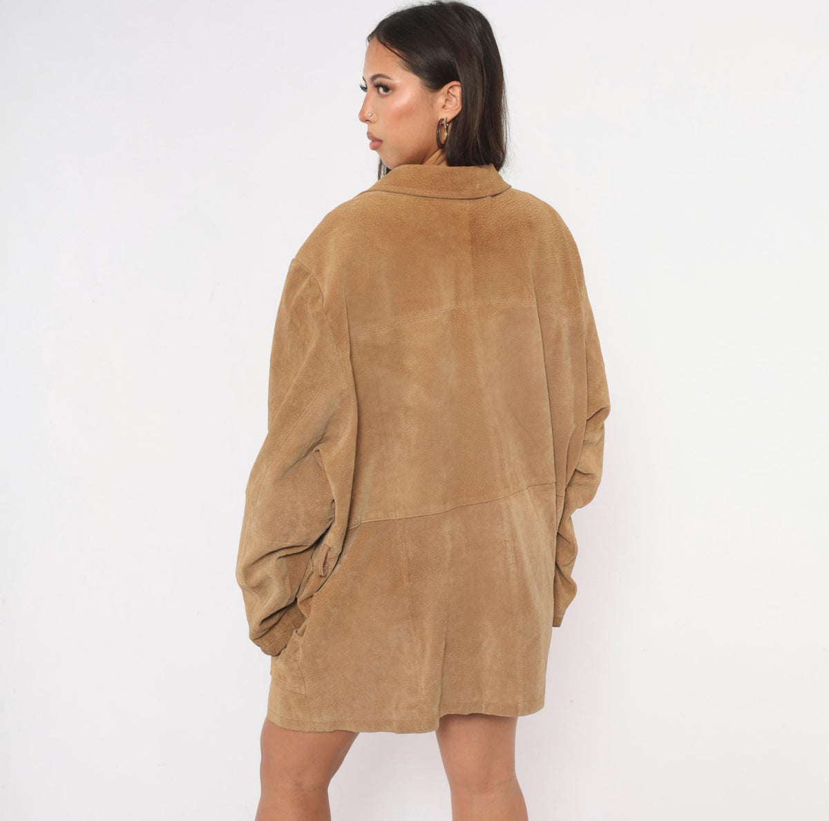 00s Concepts Tan Suede Jacket Belted Button Front Notched Collar Plus Size 3X
