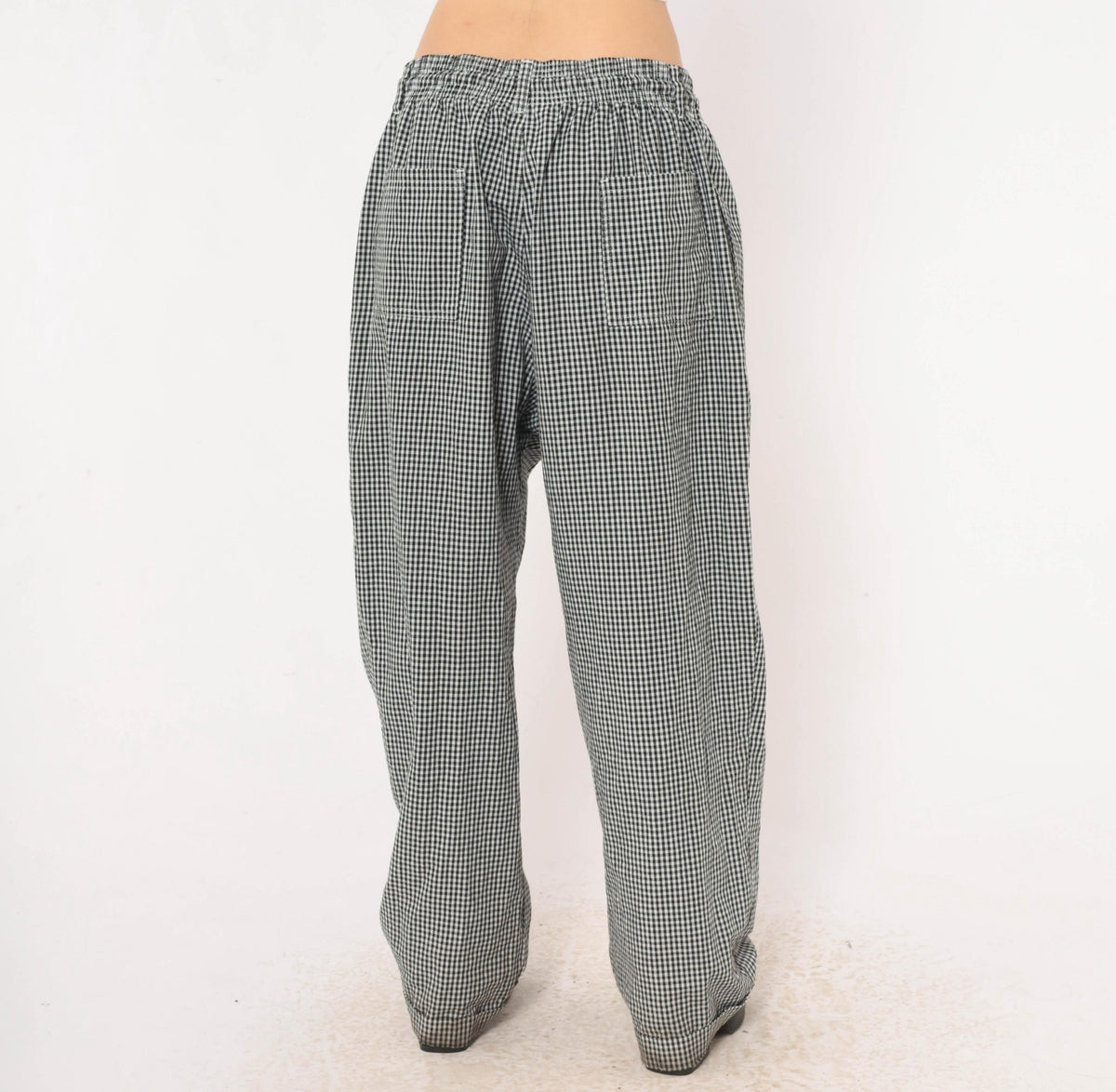 90s Newchef Fashions Black White Gingham Chef Pants Cotton Large L