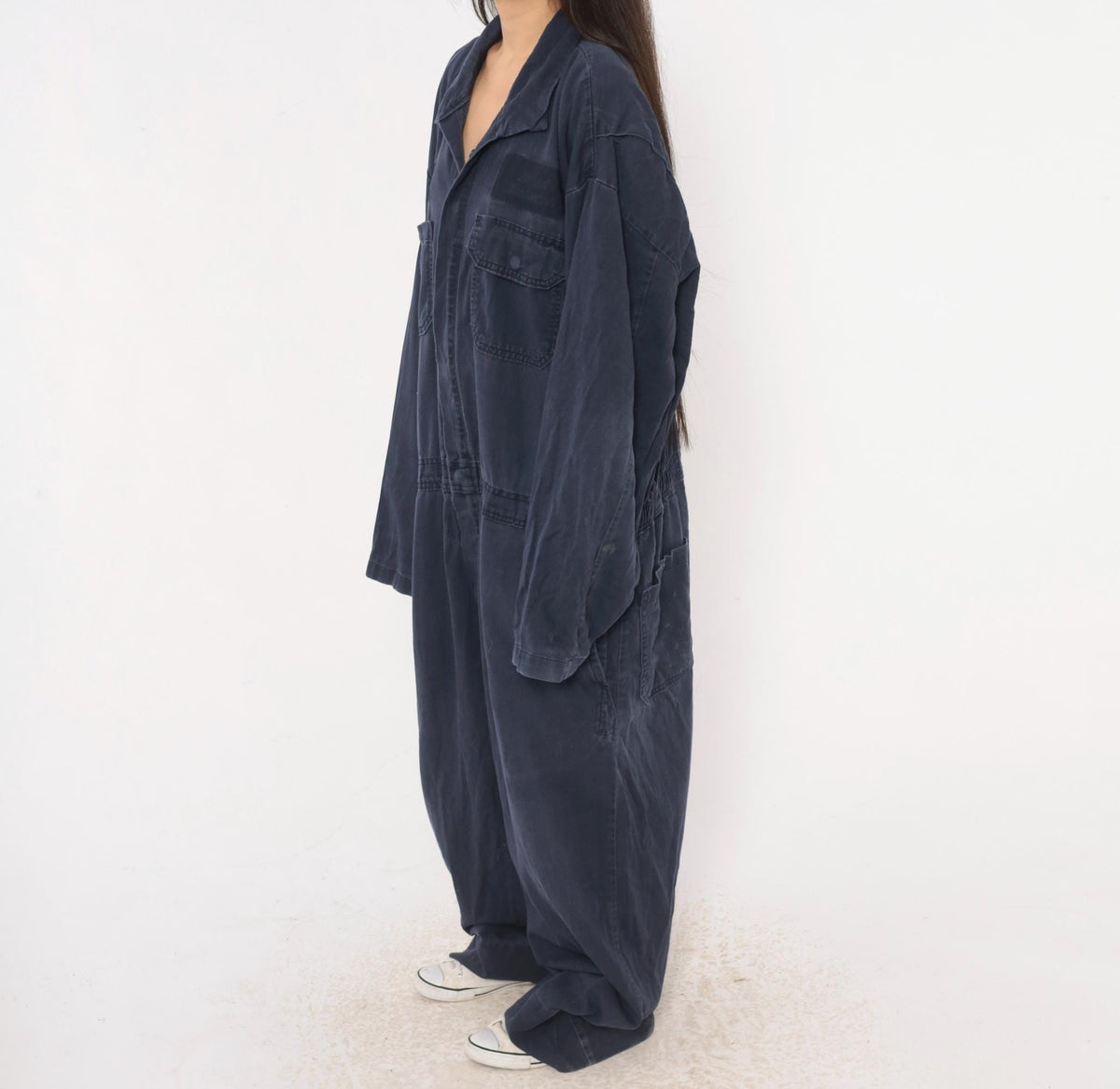 Y2K Big Bill Cotton Workwear Coveralls Navy Zip Front Jumpsuit Extra Large XXL