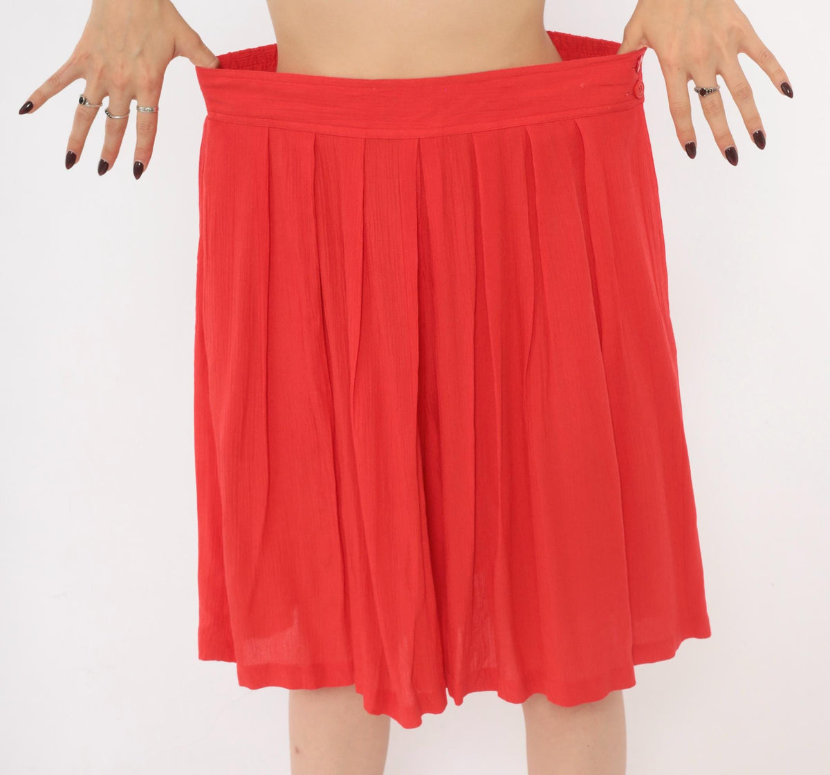 80s Sk & Company Red Culottes High Waist Pleated Wide Leg Shorts Large