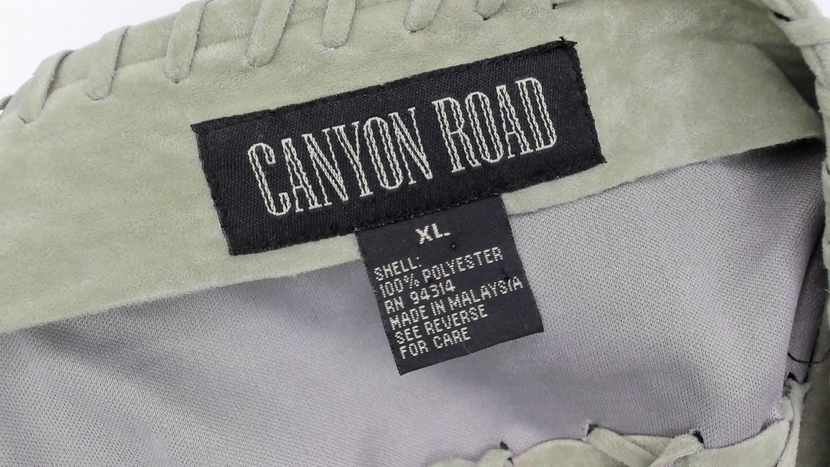 Y2K Mint Green Faux Suede Skirt Canyon Road Whipstitch Knee Length Extra Large