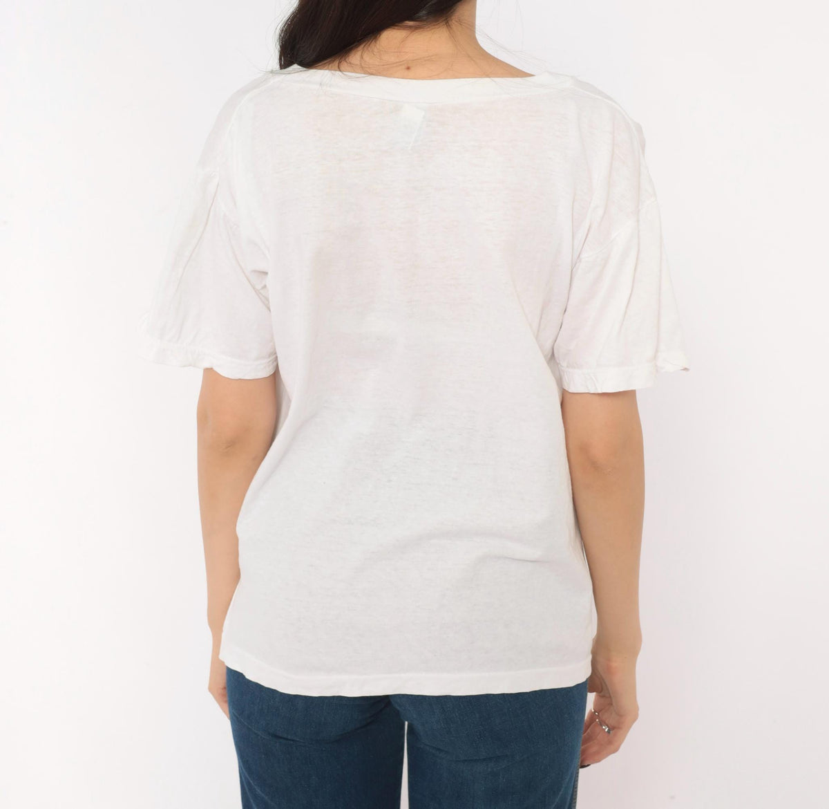 90s San Felipe Mexico Souvenir Tee White Cotton Neon Shell Graphic Medium