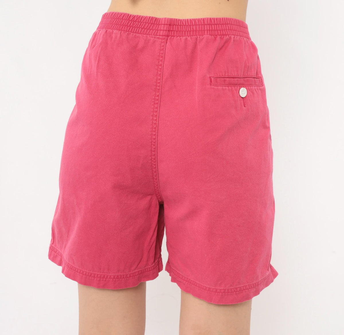 90s Eddie Bauer Pink Cotton Shorts High Waist Elastic Medium M