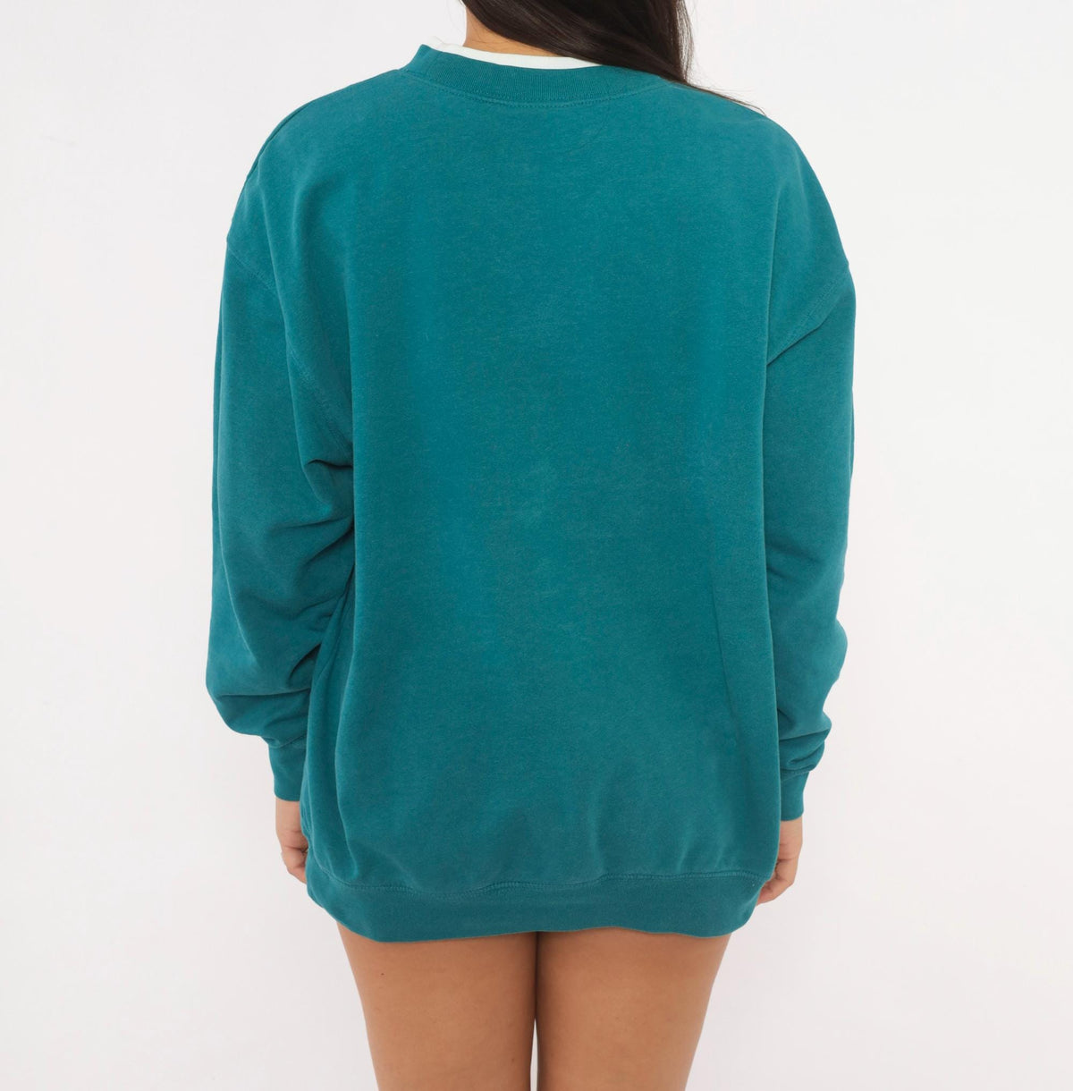 90s M&C Sportswear Teal Snowflake Embroidered Sweatshirt Beaded Crewneck Large L