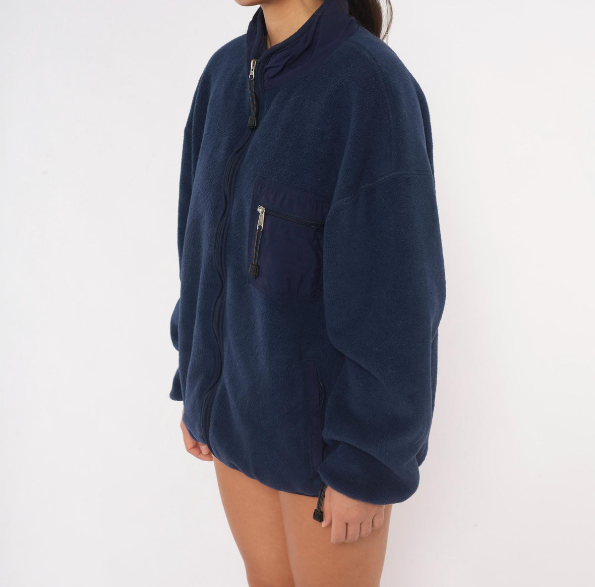 90s EMS Pinnacle Performance Navy Fleece Jacket Zip Front Extra Large XL