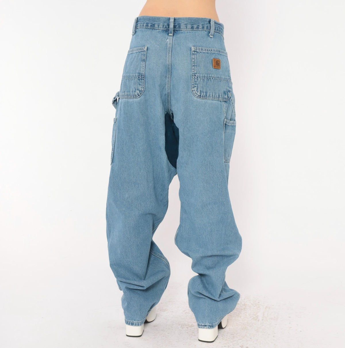 Carhartt Carpenter Jeans Y2K Light Wash Denim Straight Leg Hammer Loop 38x34