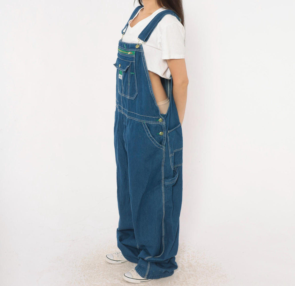 Y2K Liberty Blue Denim Bib Overalls Cotton Wide Leg Carpenter Unisex Extra Large XXL