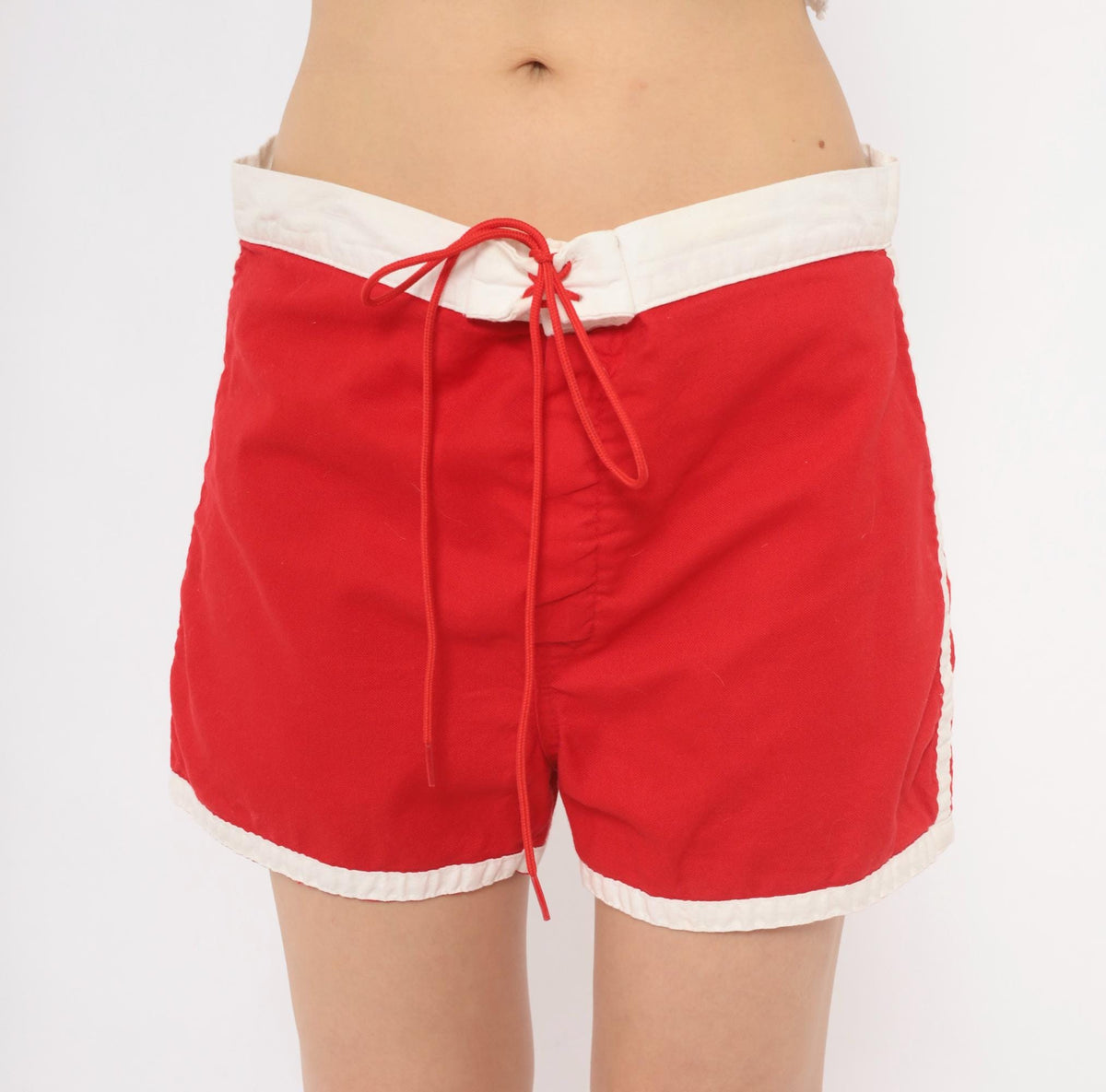 70s Allen A Red Cotton Running Shorts White Trim Athletic Large