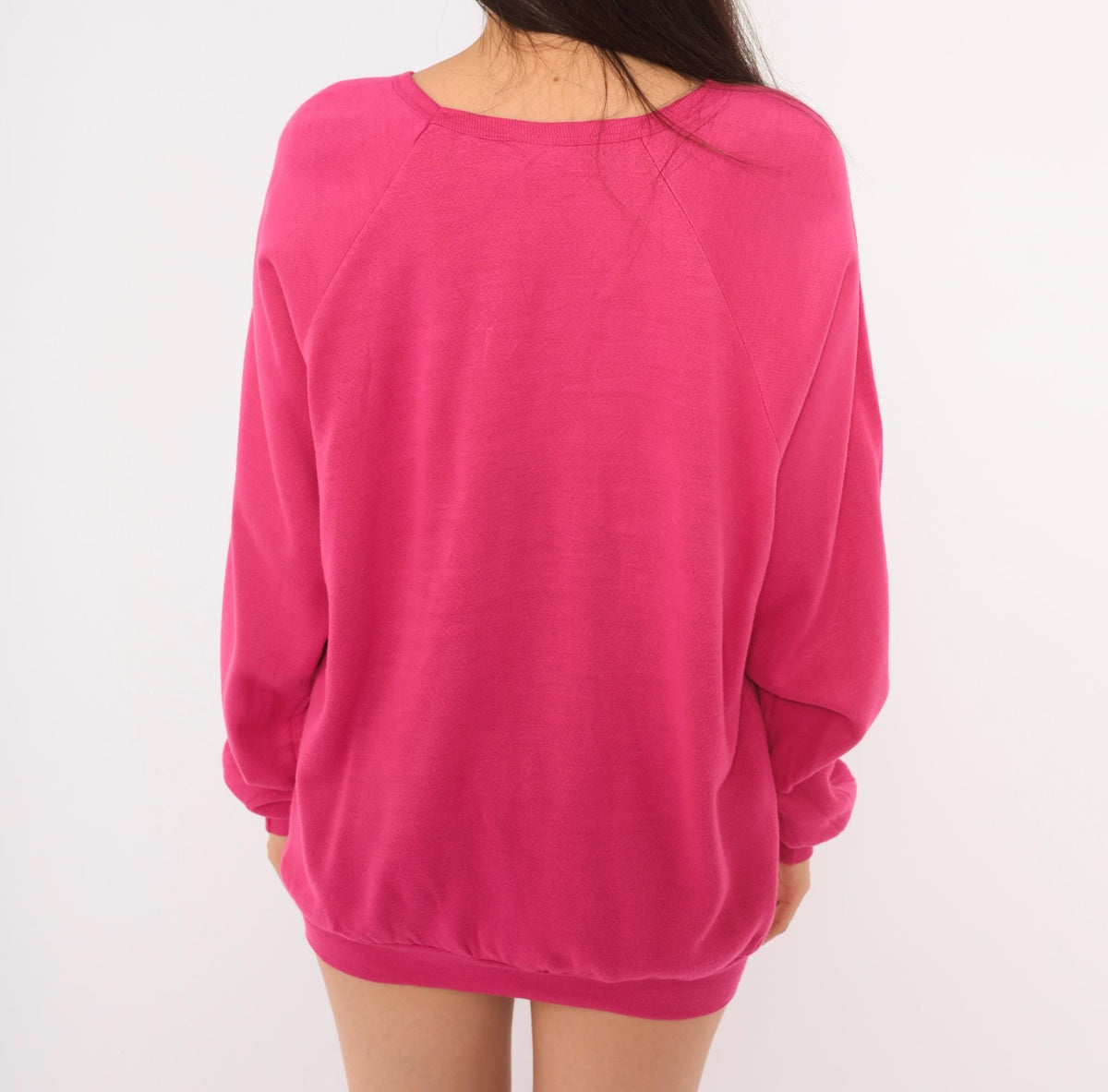 80s Keeping Up Hot Pink Raglan Sweatshirt Crew Neck Medium M