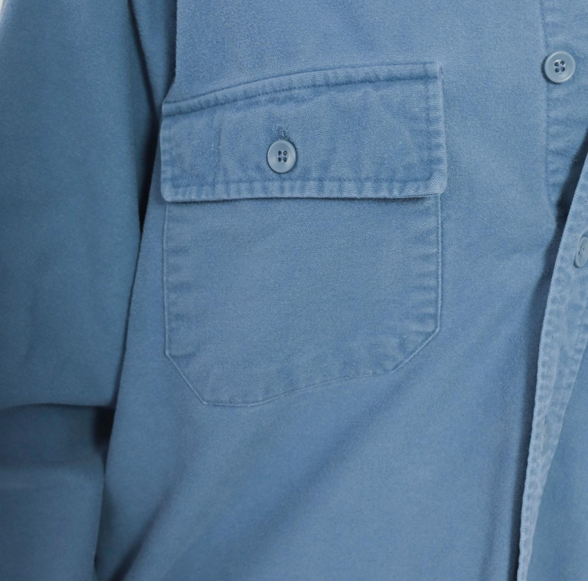 90s L.L.Bean Slate Blue Cotton Work Shirt Chest Pocket Collared Medium