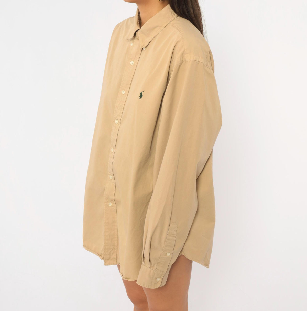 90s Ralph Lauren Tan Cotton Button Down Shirt Mens Extra Large XL