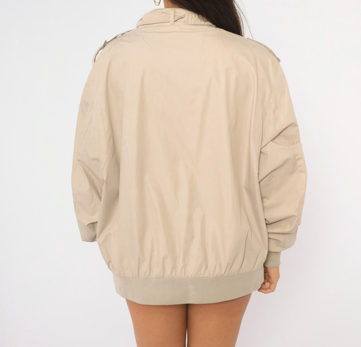 80s Members Only Bomber Jacket Beige Raglan Zip Front Plus Size XXL