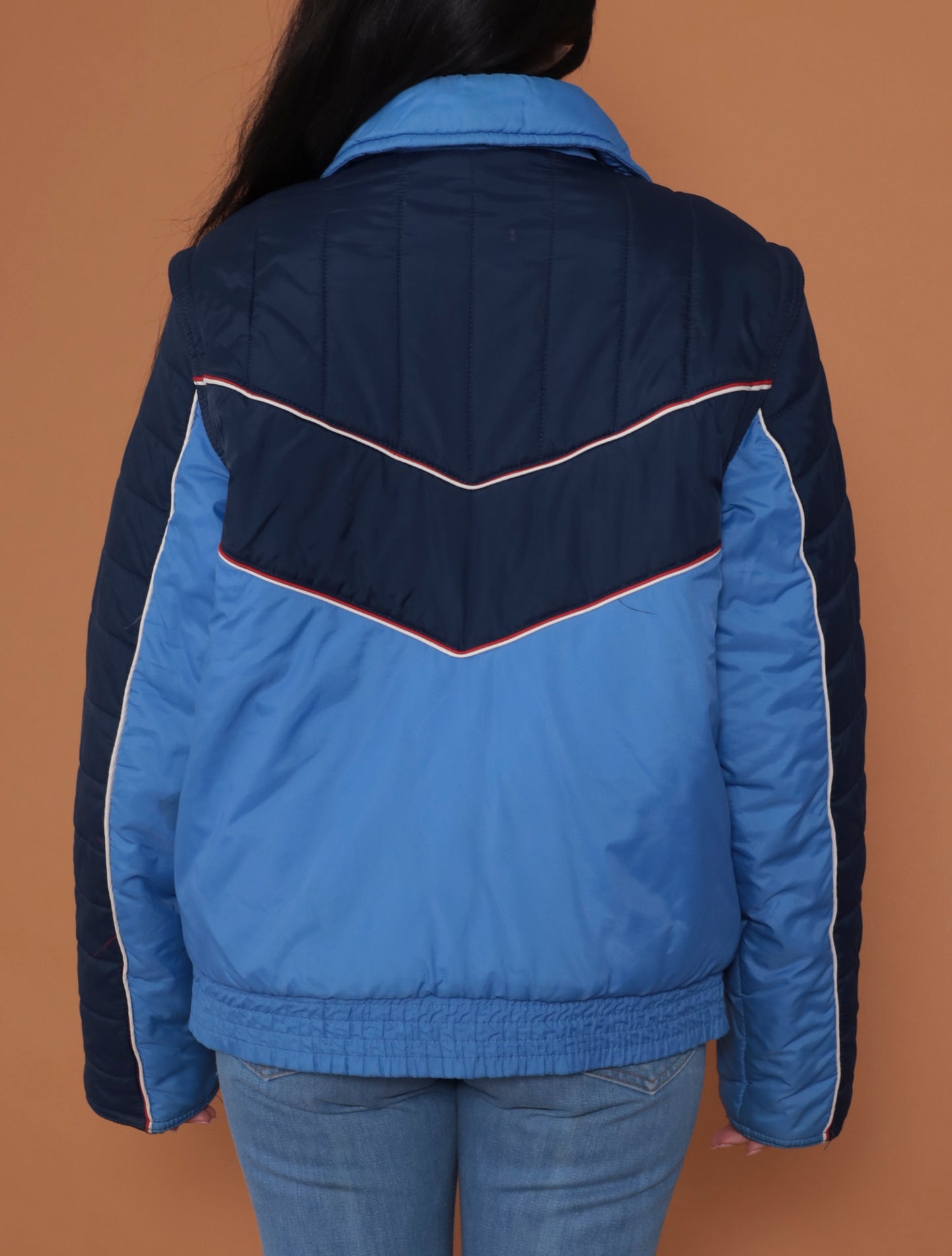 80s Royal and Navy Blue Ski Jacket with Red Detailing