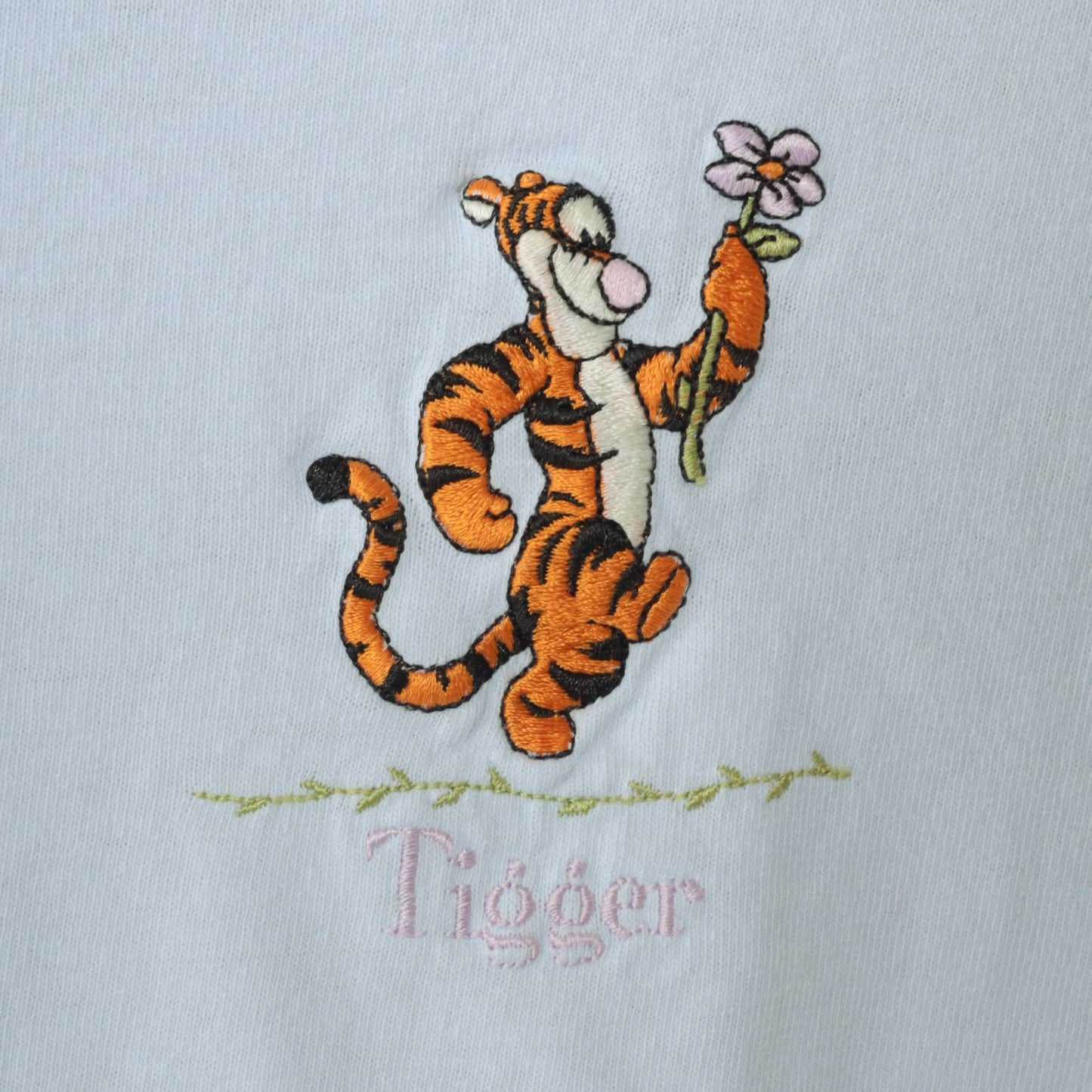 Embroidered Tigger Shirt Y2K Disney T-Shirt Baby Blue Winnie The Pooh Graphic Tee Cartoon Tshirt Streetwear Retro Top Vintage 00s Large