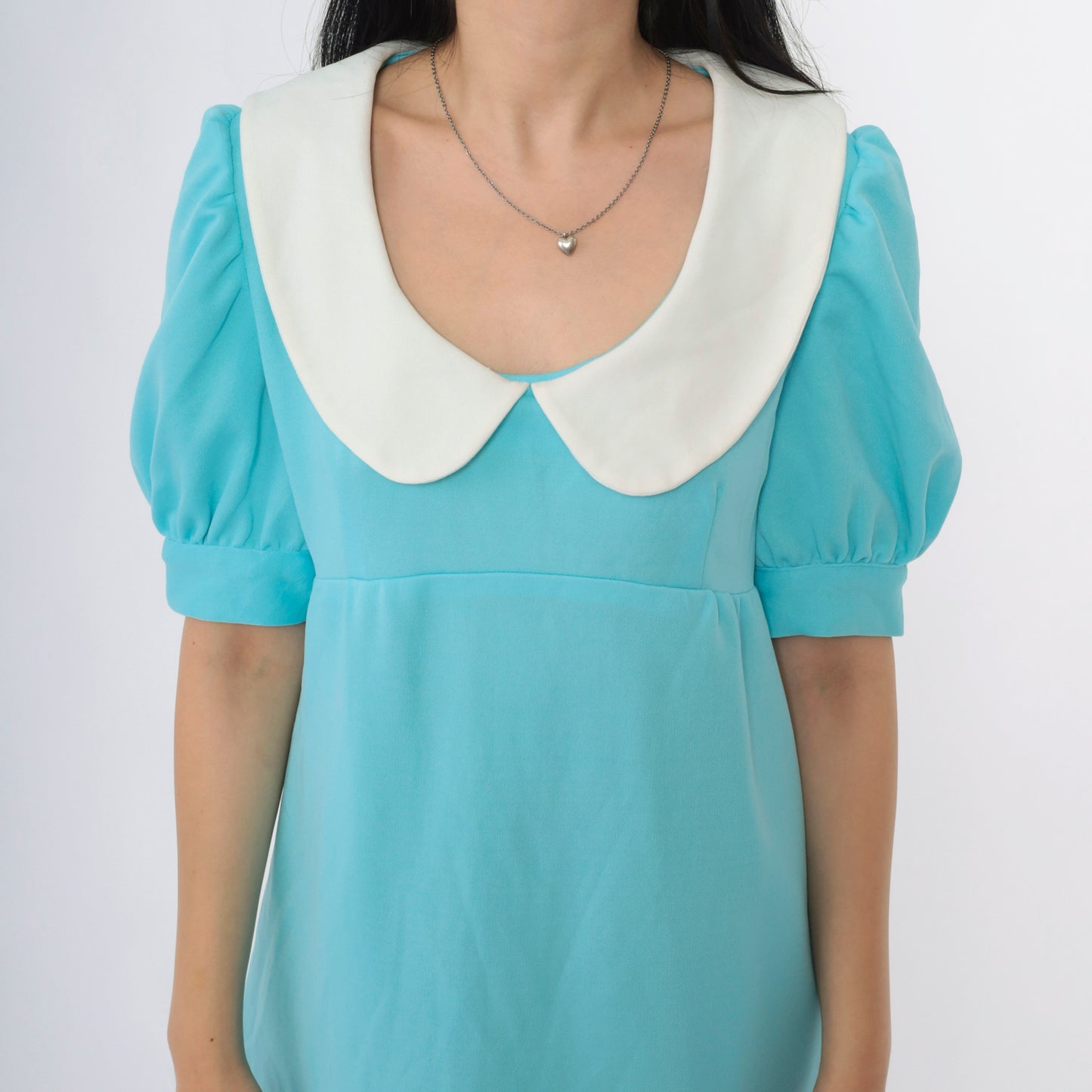 Vintage 60s Peter Pan Babydoll Mod Mini Dress M L