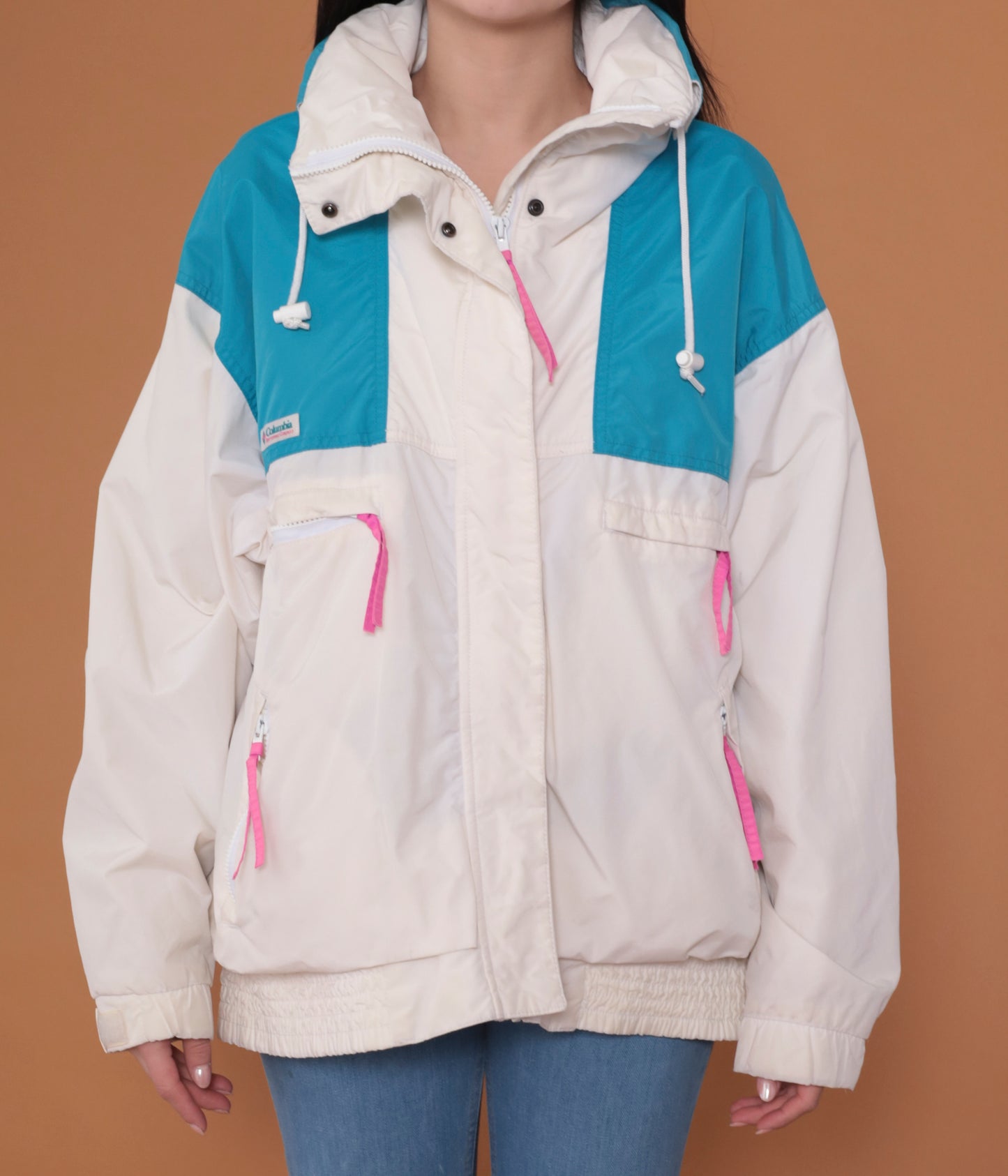 80s Columbia White and Teal Jacket