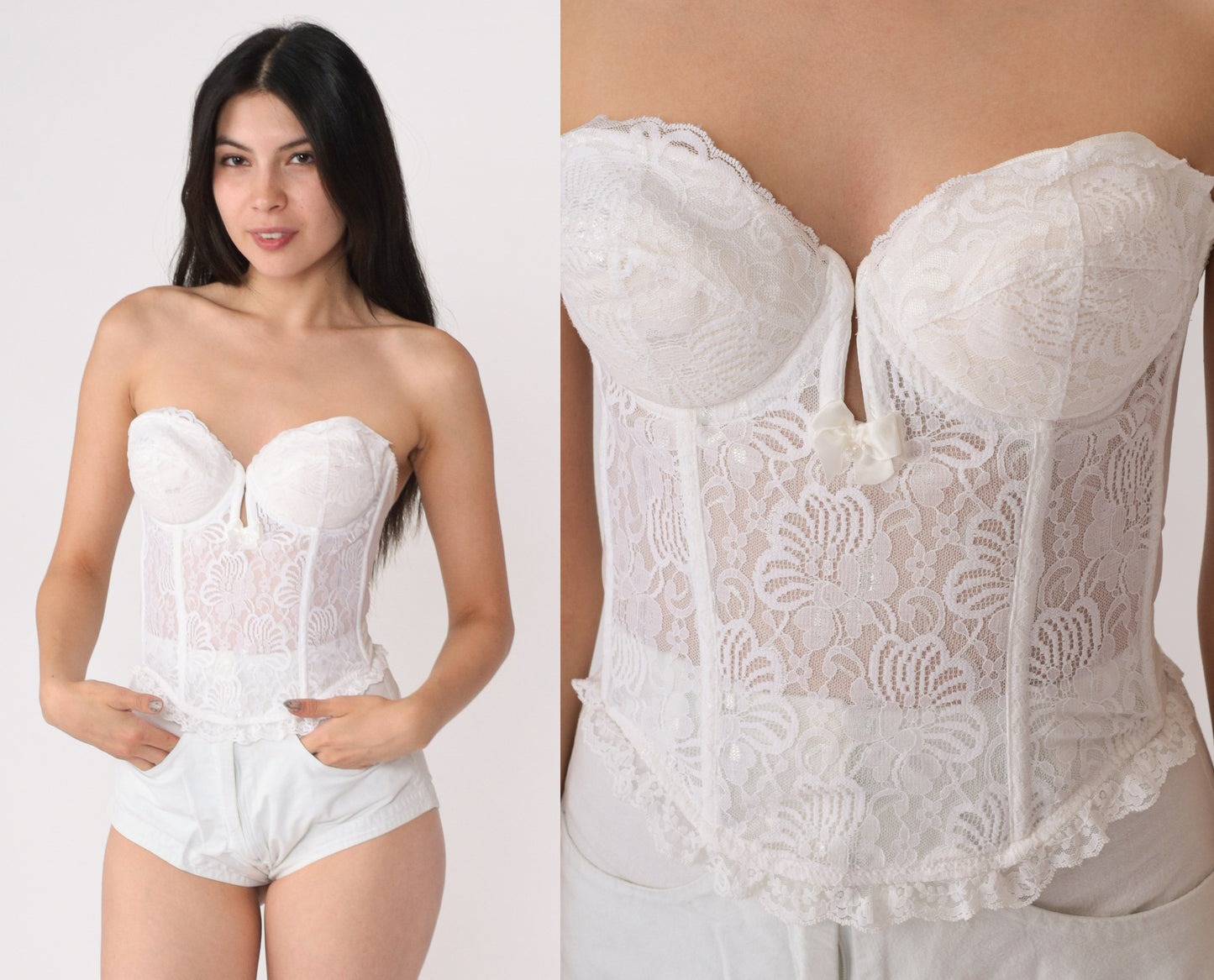 80's White Lace Bustier